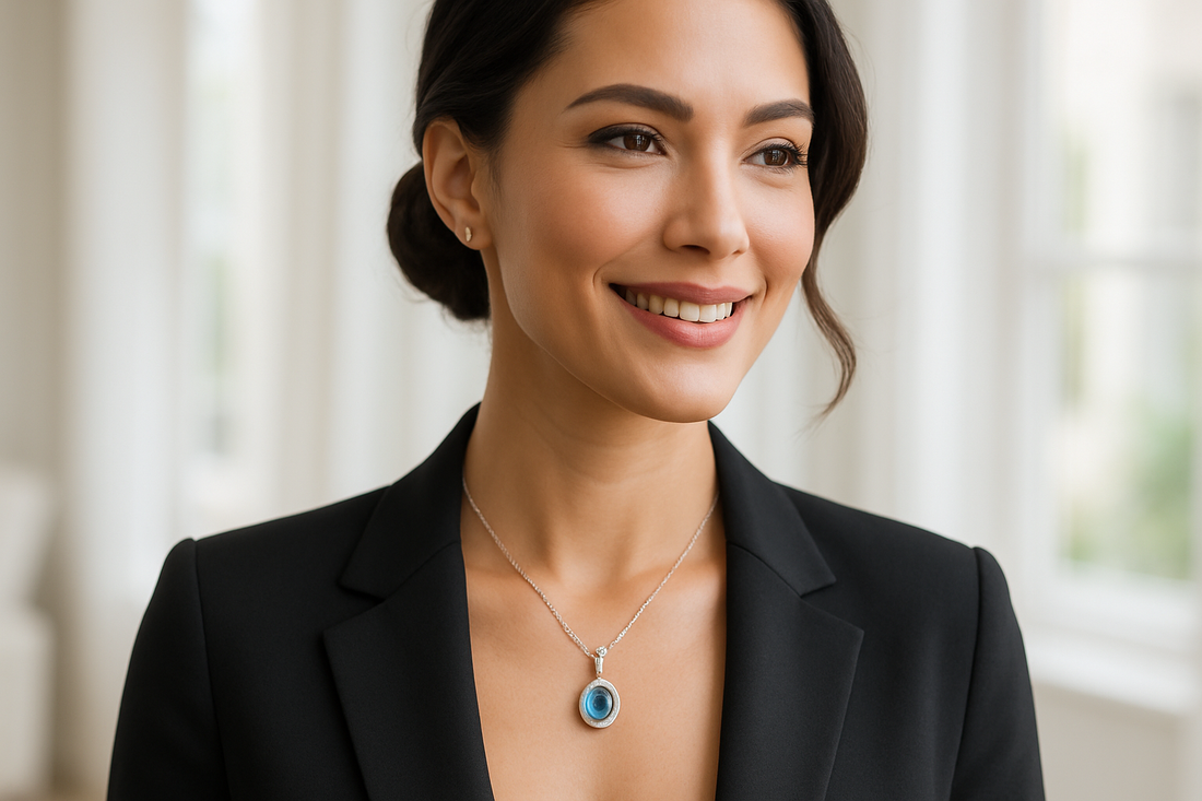 Stunning Elegance: A Complete Review of the .925 Sterling Silver Blue Topaz and Diamond Accent Pendant Necklace - Bijoux-NYC Direct