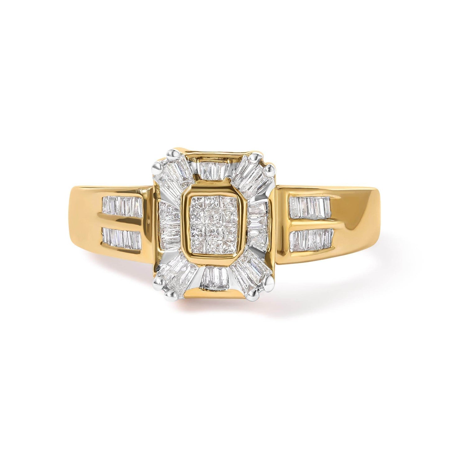 10K Yellow Gold 1/2 Cttw Diamond Composite and Halo Ring (H-I Color, SI1-SI2 Clarity) - Bijoux-NYC Direct