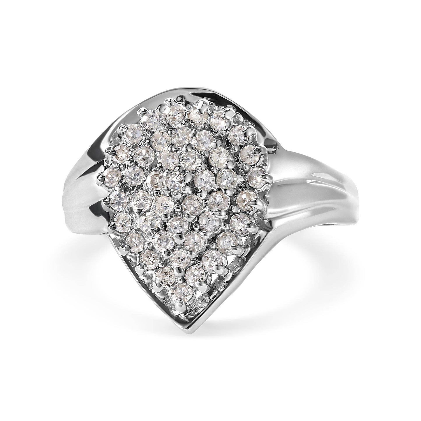 10K White Gold 1/2 Cttw Diamond Pear Shaped Cluster Ring (H-I Color, I1-I2 Clarity) - Bijoux-NYC Direct