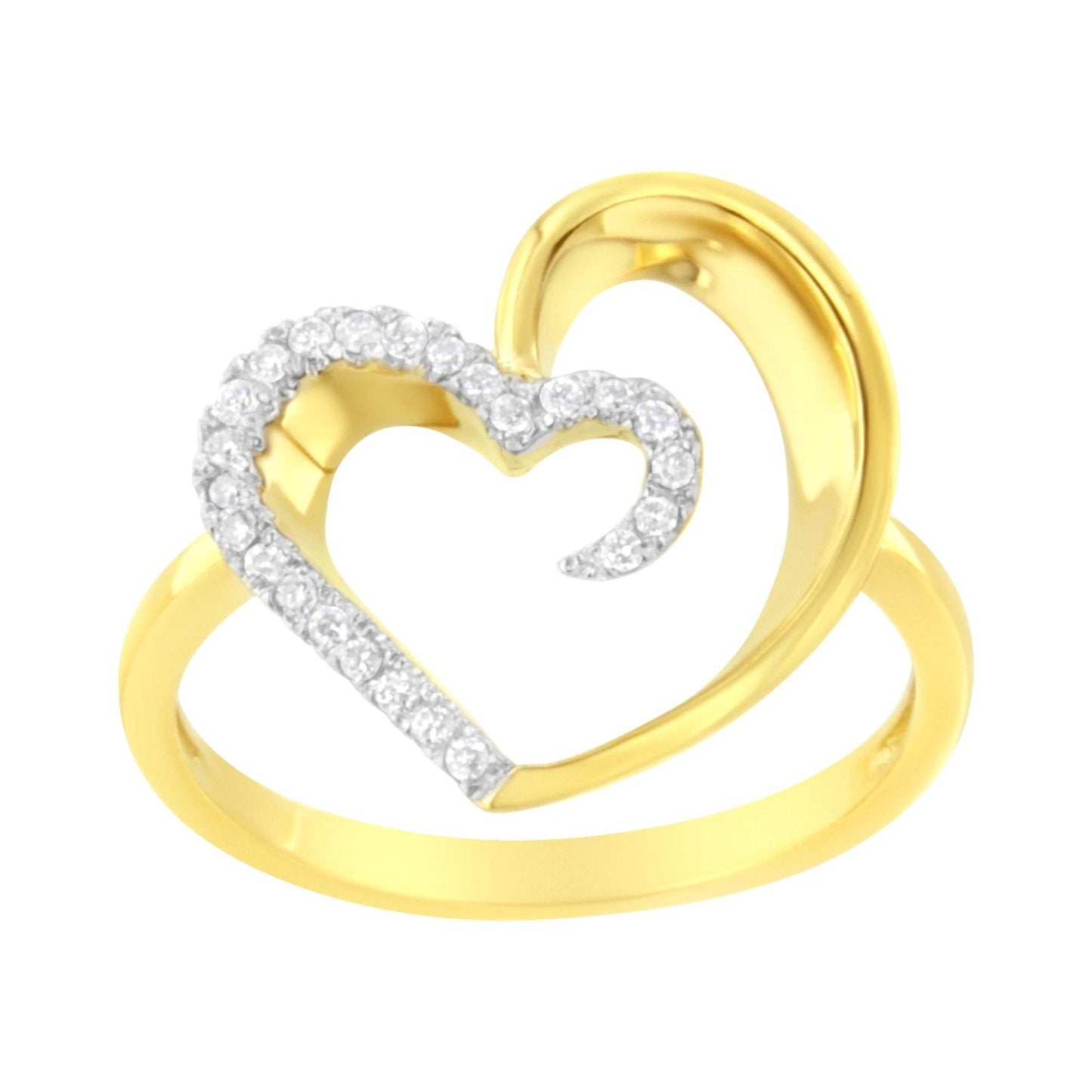 14KT Yellow Gold 1/10 ctw. Diamond Heart Shape Ring (K-L, I1-I2) - Bijoux-NYC Direct