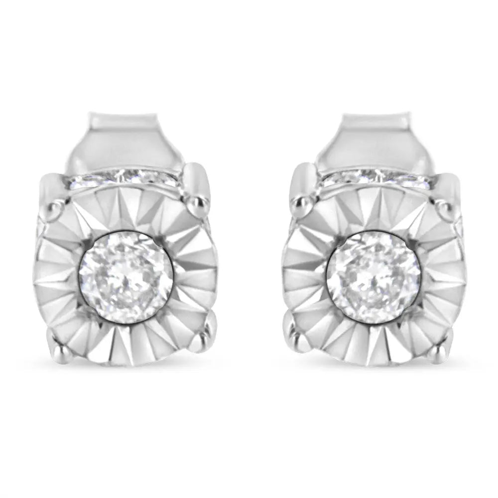 1/2 Cttw Miracle Set Diamond Stud Earring (J-K Color, I2-I3 Clarity) - Choice of Metal Type (Sterling Silver) - Bijoux-NYC Direct