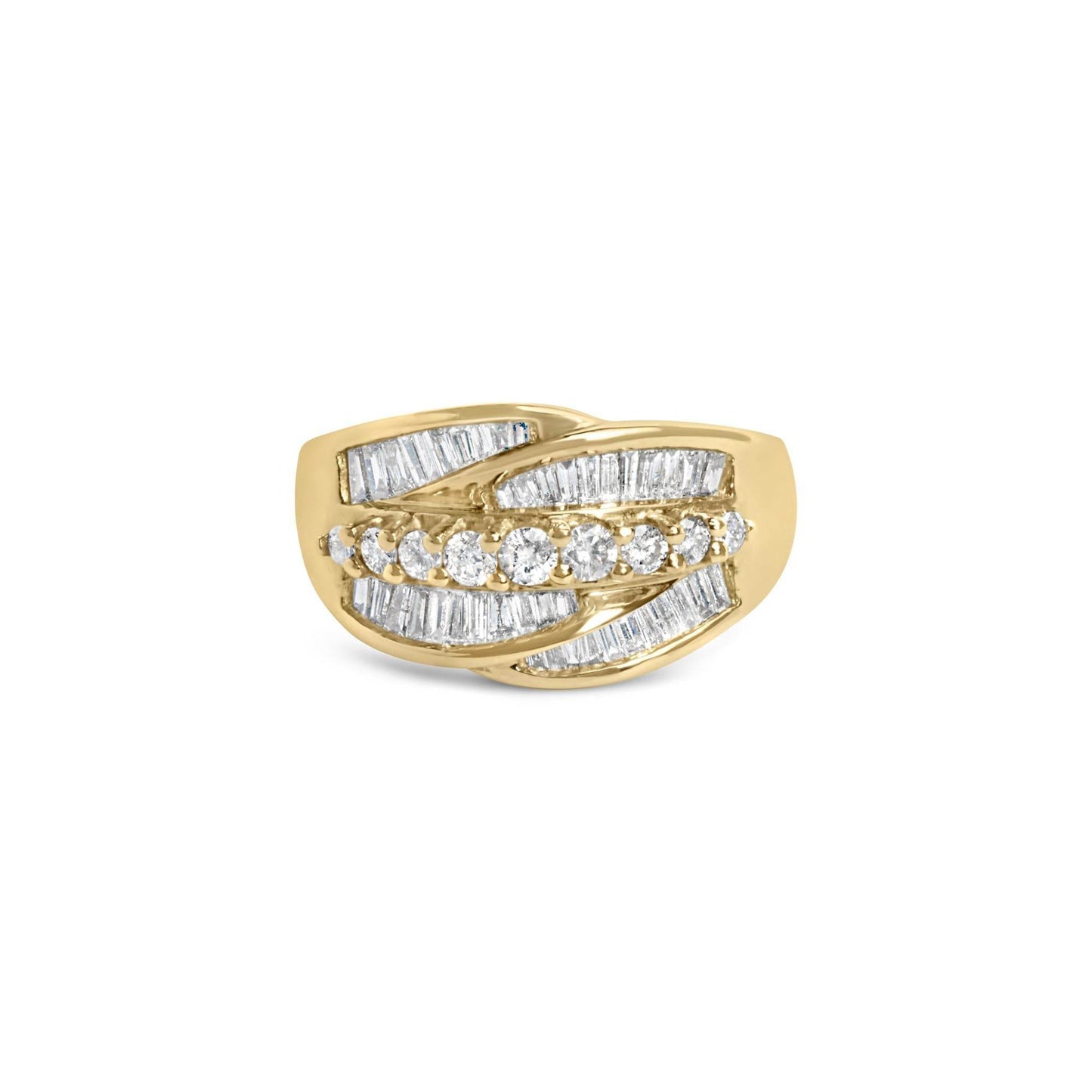 14K Yellow Gold 1.00 Cttw Diamond Cocktall Cluster 5 Stone Ring (H-I Color, SI1-I1 Clarity) - Ring Size 7 - Bijoux-NYC Direct
