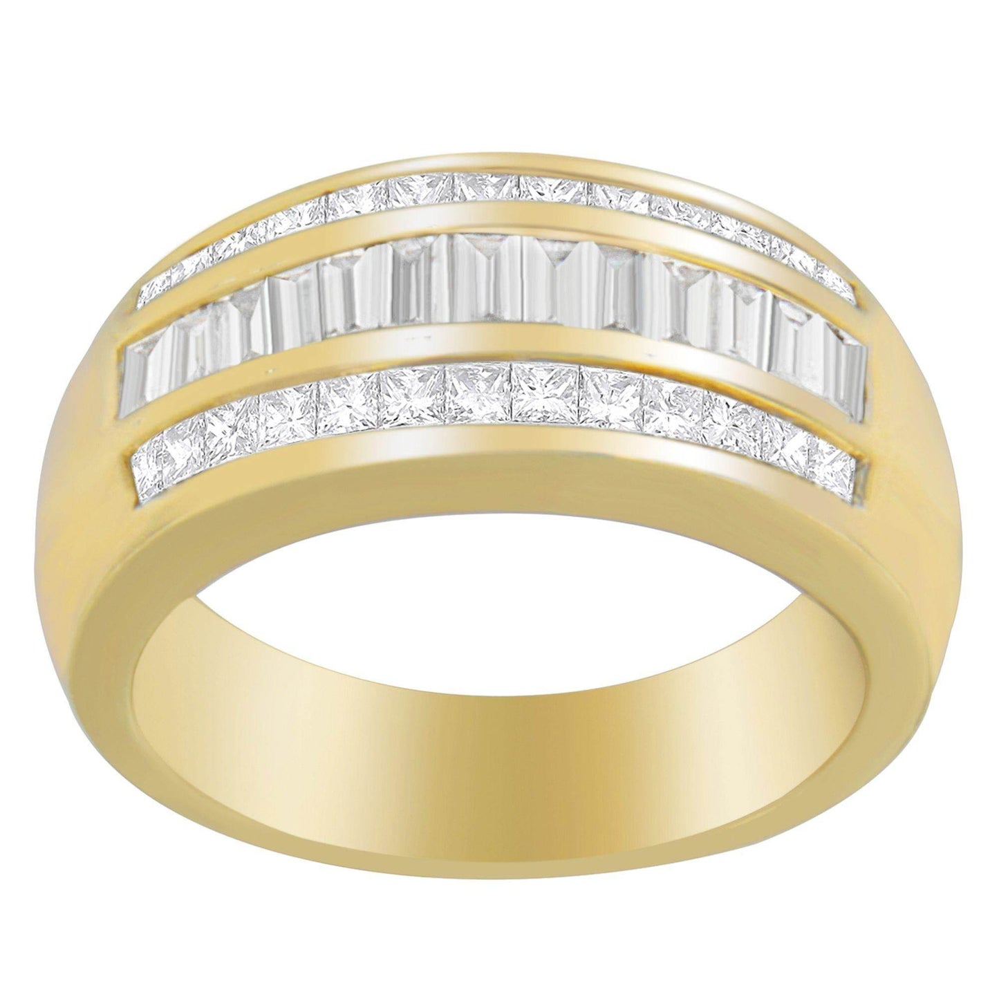 14K Yellow Gold 1ct. TDW Princess and Baguette-Cut Diamond Ring(H-I, SI1-SI2) - Bijoux-NYC Direct