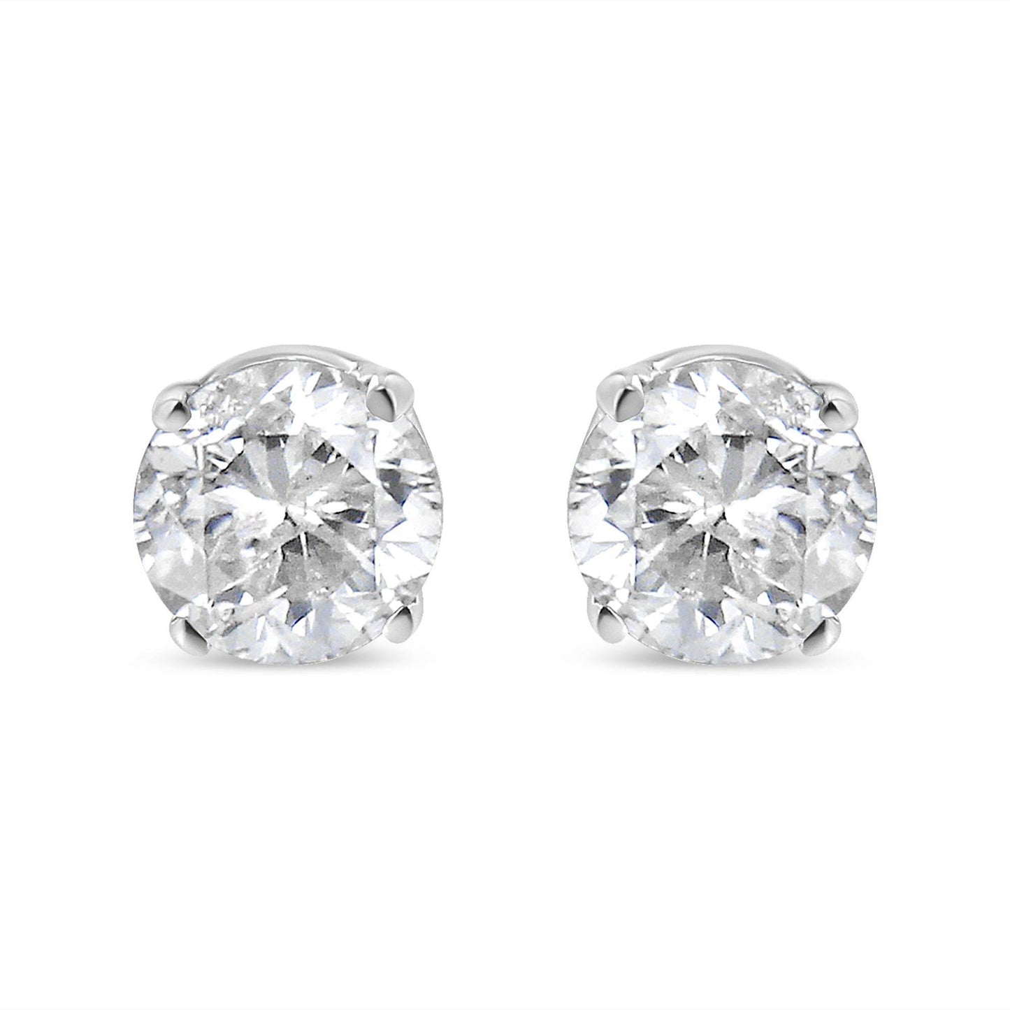 14K White Gold 5/8 Cttw Round Brilliant-Cut Lab Grown Diamond Classic 4-Prong Push back Stud Earrings (F-G Color, VS1-VS2 Clarity) - Bijoux-NYC Direct