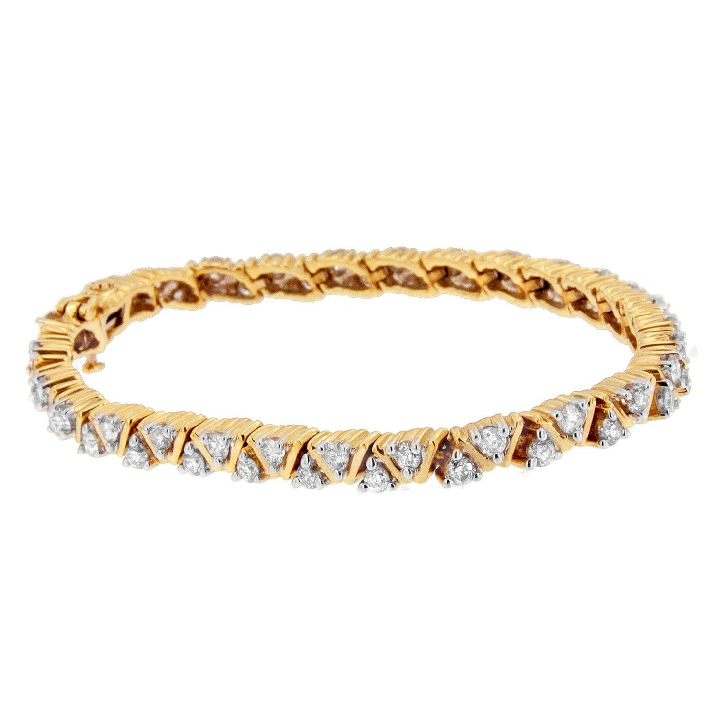 14K Yellow Gold Round-Cut Diamond Bracelet (4.00 cttw, H-I Color, I1-I2 Clarity) - Bijoux-NYC Direct