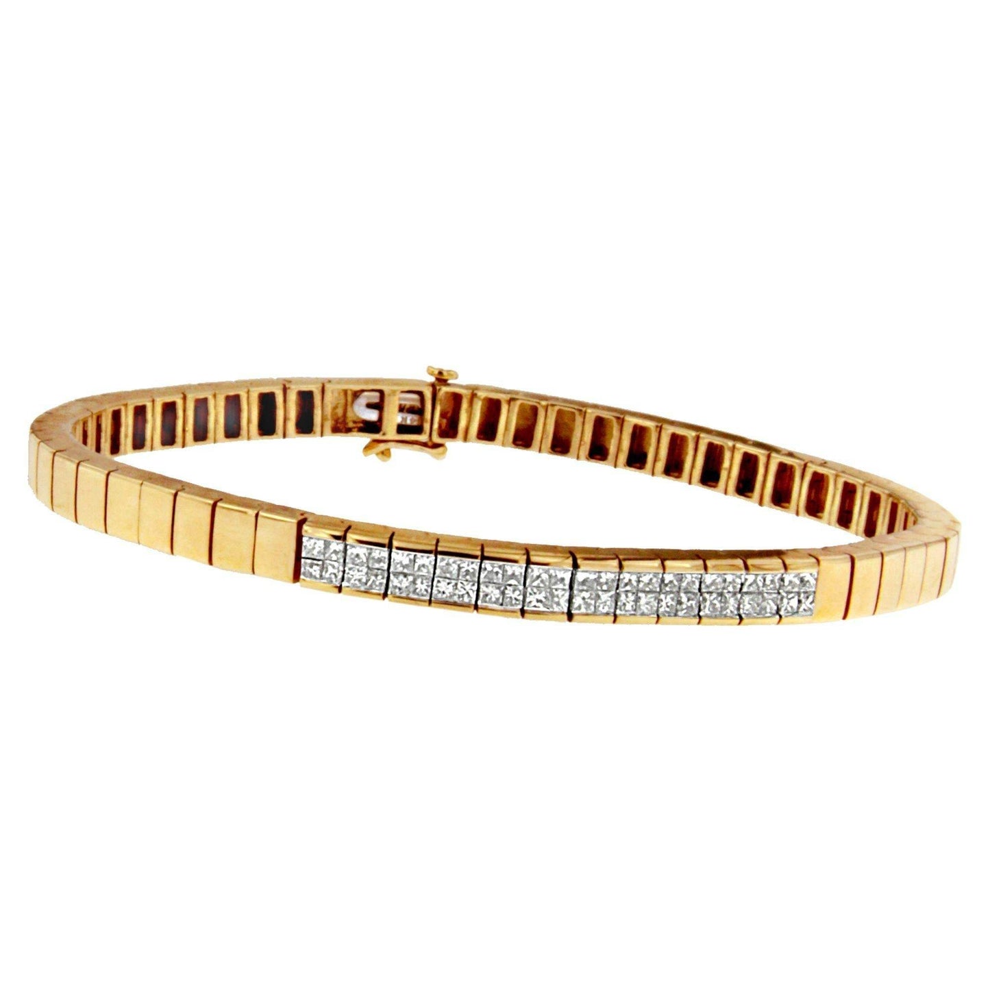 14K Yellow Gold Princess Cut Diamond Banded Bracelet (1.00 cttw, G-H Color, VS1-VS2 Clarity) - Bijoux-NYC Direct