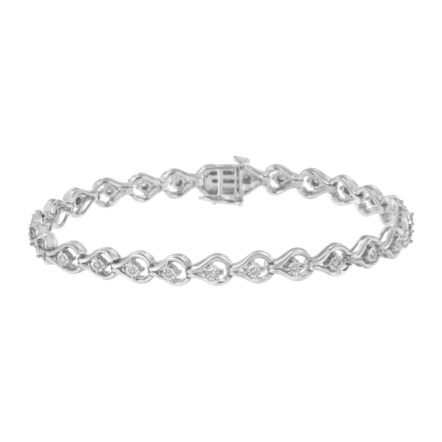 Sterling Silver Diamond Link Bracelet (1/4 cttw, I-J Color, I2-I3 Clarity) - Bijoux-NYC Direct