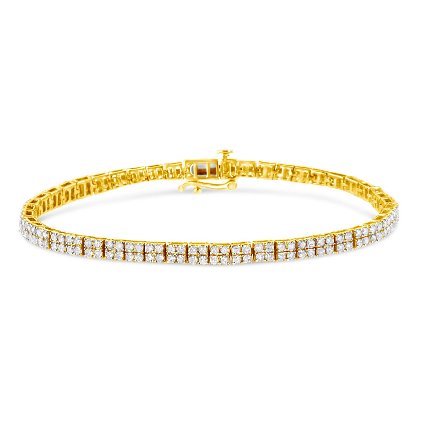 14K Yellow Gold Plated .925 Sterling Silver 3.0 Cttw Diamond Link Bracelet (K-L Color, I2-I3 Clarity) - 7.25" - Bijoux-NYC Direct