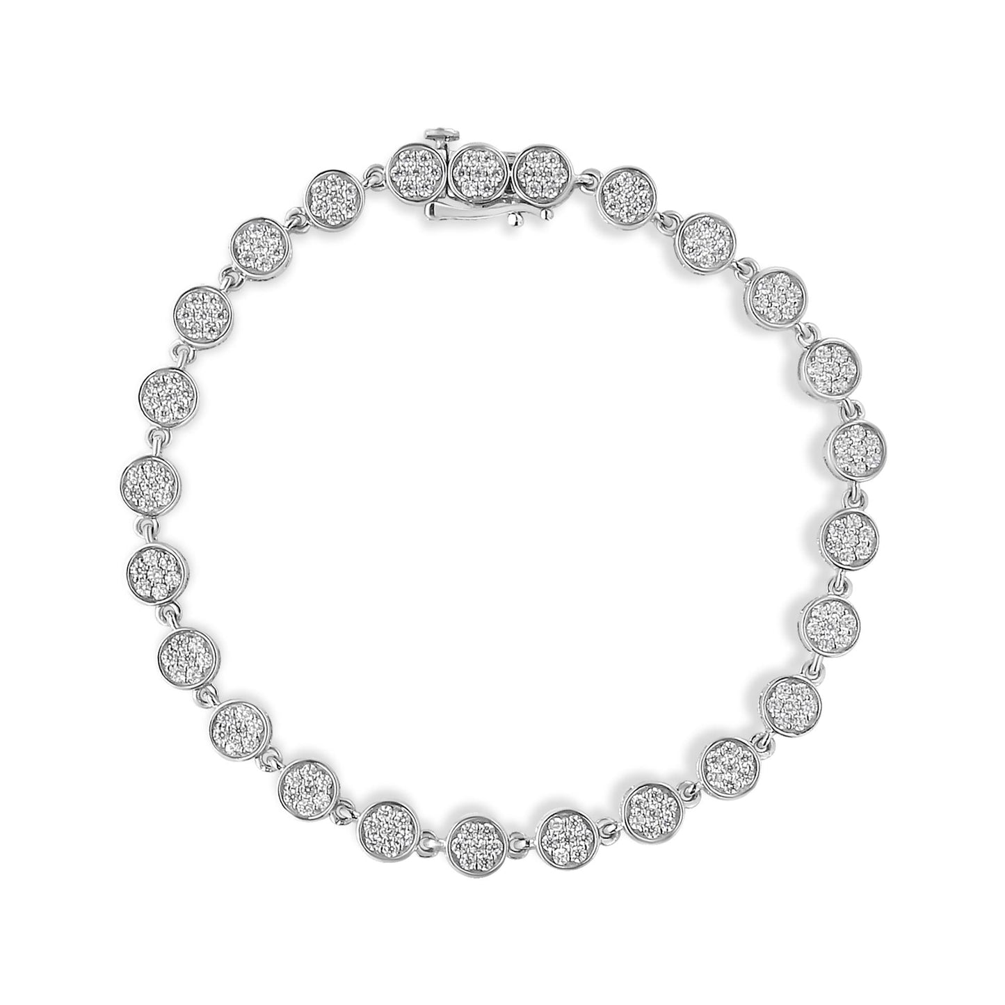 .925 Sterling Silver 2.0 Cttw Round Diamond Link Bracelet (G-H Color, I1-I2 Clarity) - 7.25" - Bijoux-NYC Direct