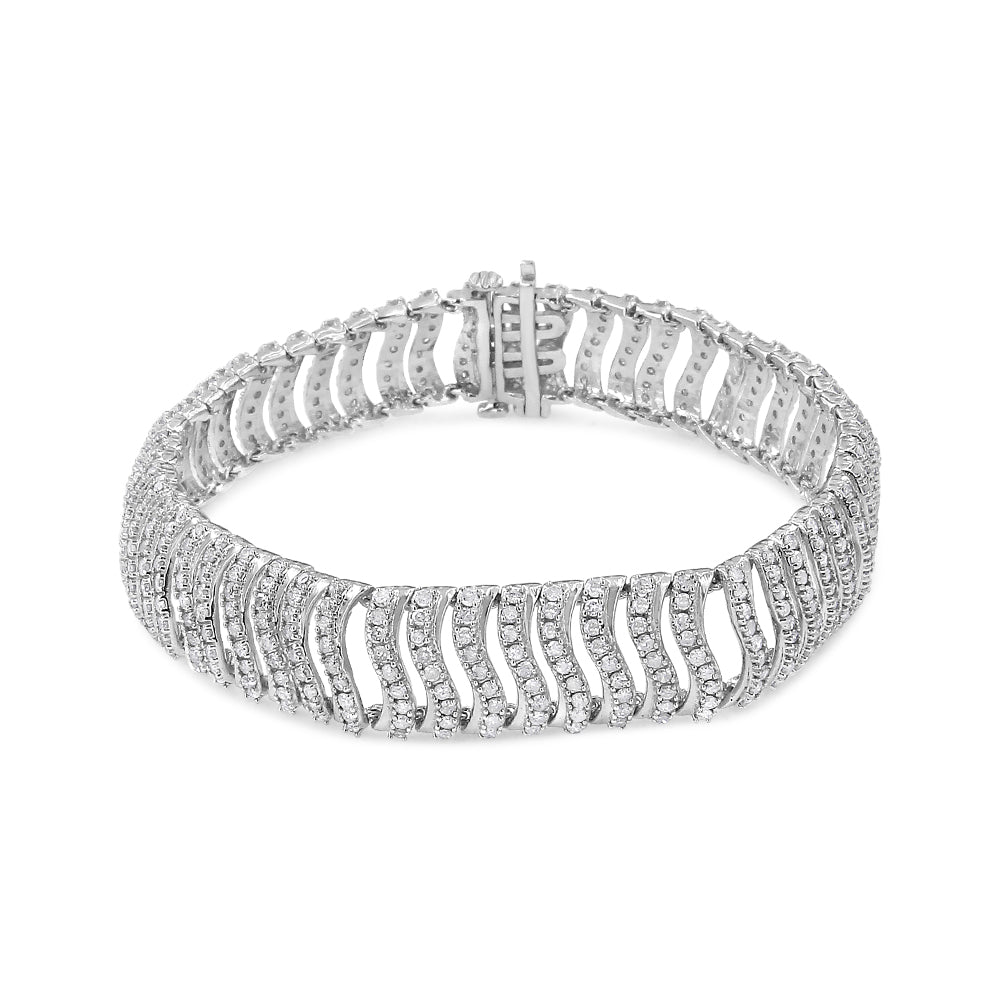 .925 Sterling Silver 5.00 Cttw Round-Cut Diamond "S" Link Bracelet (I-J Color, I3 Clarity) - Size 7.25 - Bijoux-NYC Direct