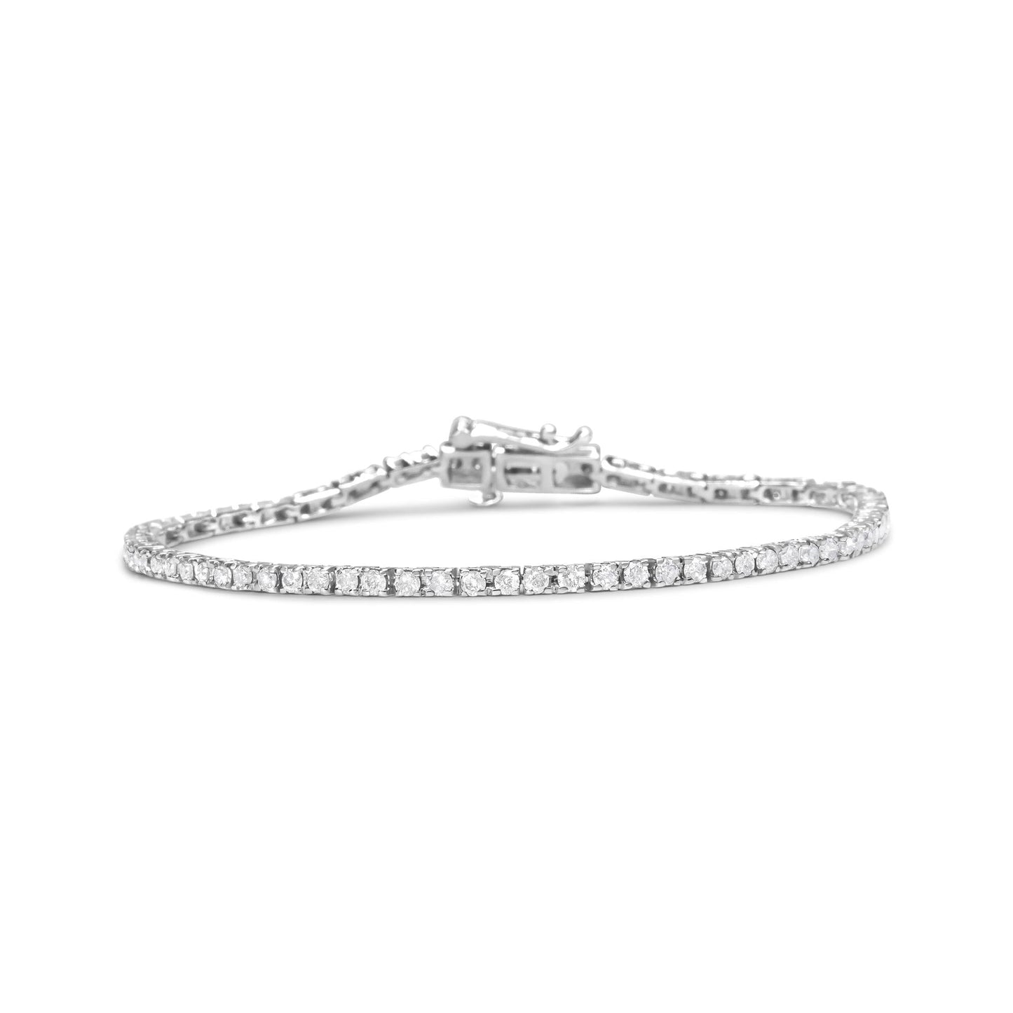 10K White Gold 2.0 Cttw Prong Set Round-Cut 7.25" Classic Diamond Tennis Bracelet (G-H Color, I1-I2 Clarity) - Bijoux-NYC Direct