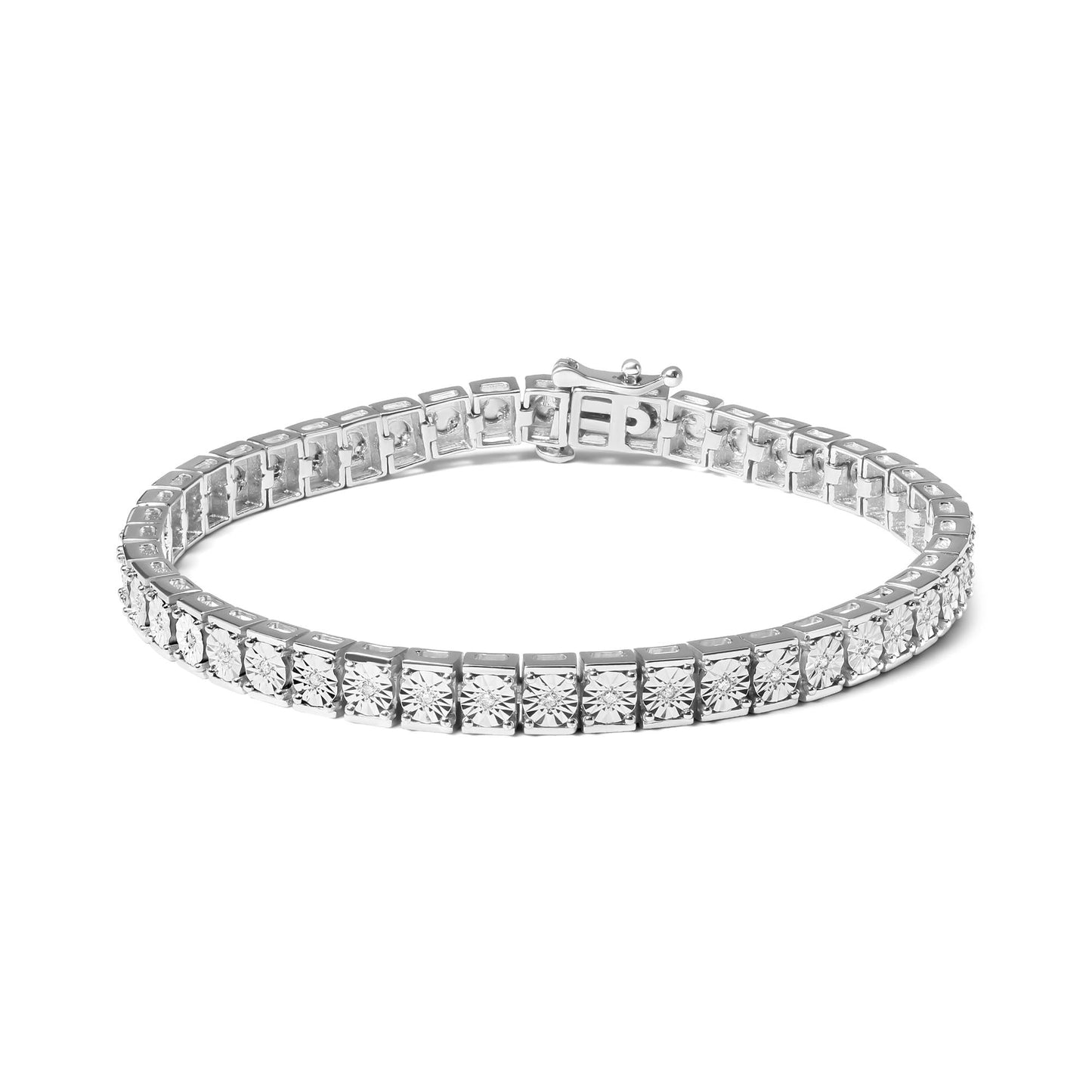 .925 Sterling Silver 1/10 Cttw Diamond 7.25" Link Bracelet (I-J Color, I2-I3 Clarity) - Bijoux-NYC Direct