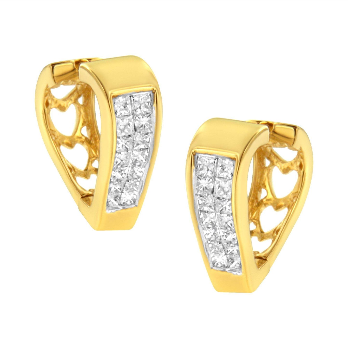 14K Yellow Gold Diamond Huggy Earrings (1/2 cttw, H-I Color, SI2-I1 Clarity) - Bijoux-NYC Direct