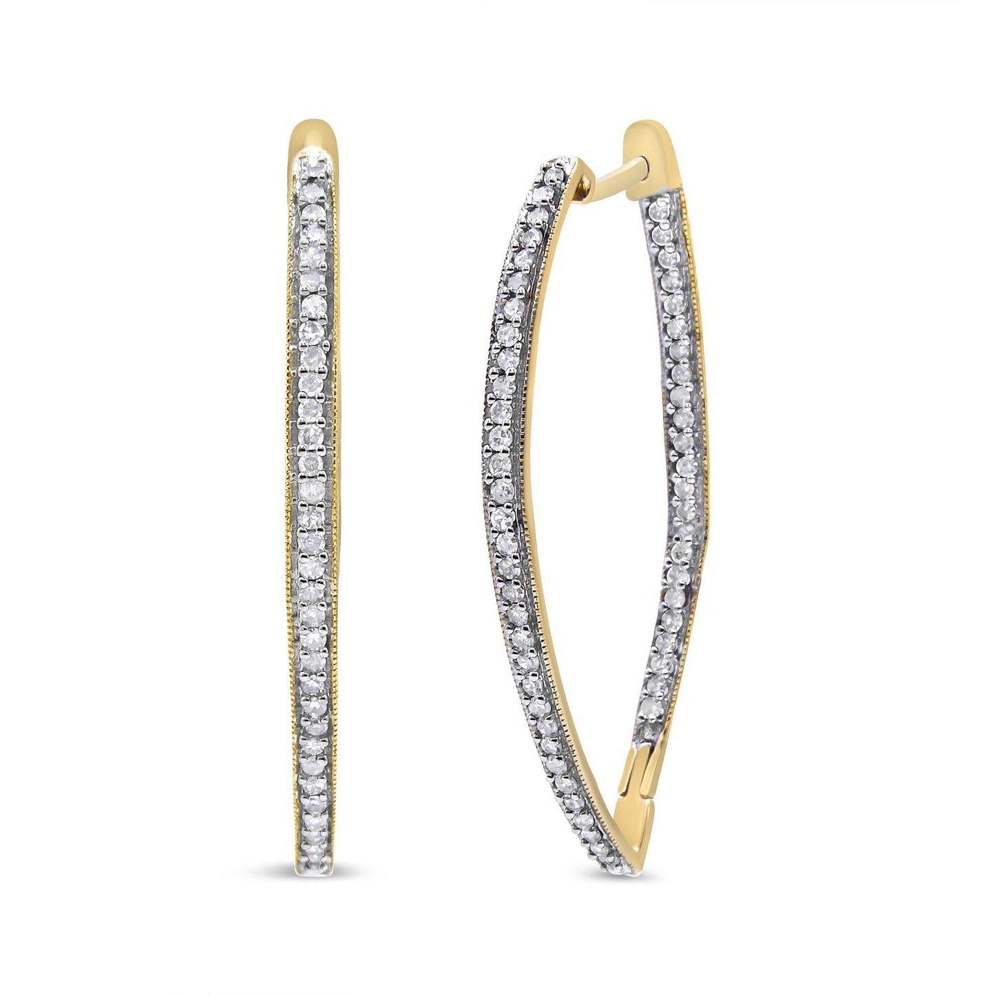 10k Yellow Gold Round Cut Diamond Earrings (1 cttw, I-J Color, I2-I3 Clarity) - Bijoux-NYC Direct