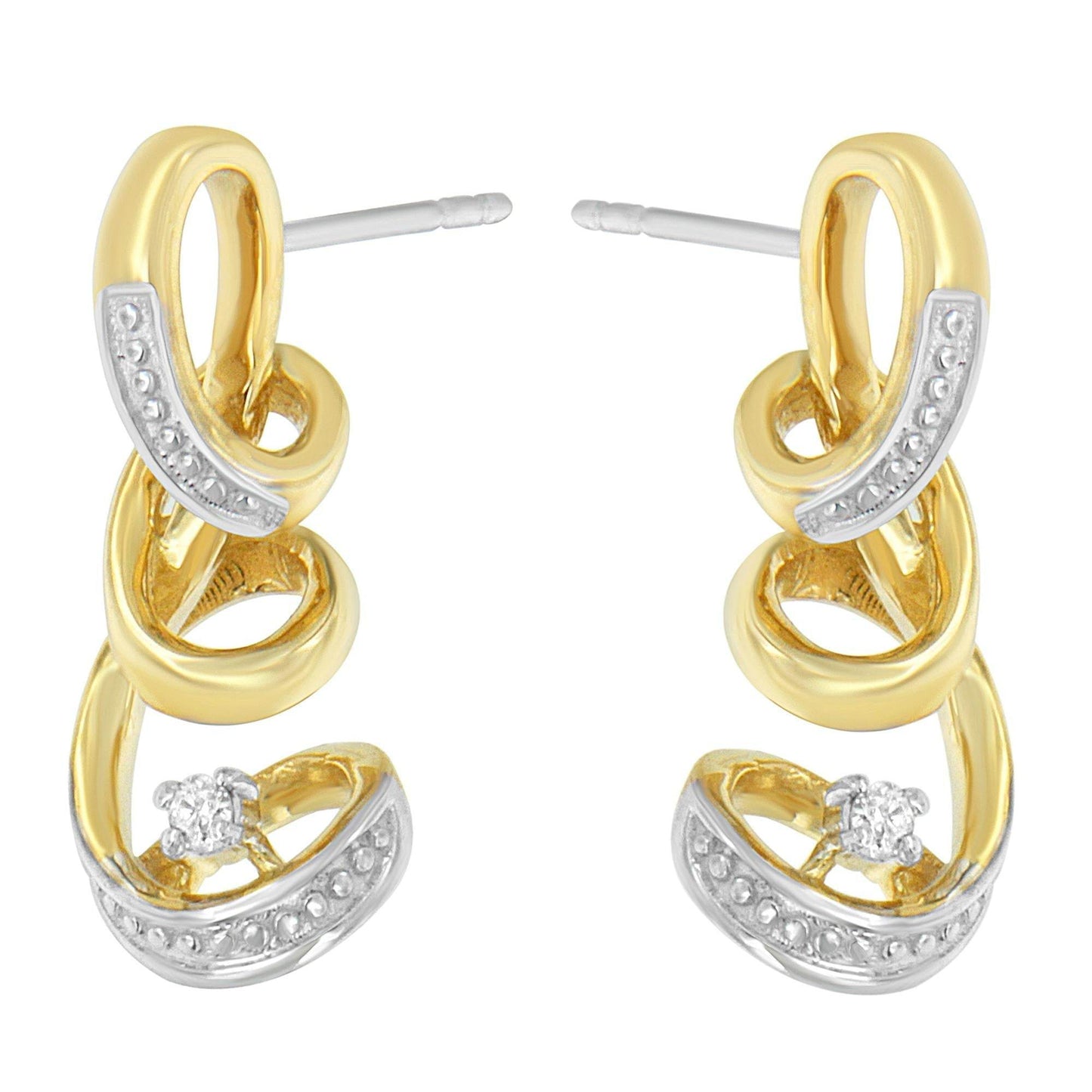 Espira 10K Two Tone Gold Round cut Diamond Earring (0.05 cttw, J-K Color, I2-I3 Clarity) - Bijoux-NYC Direct