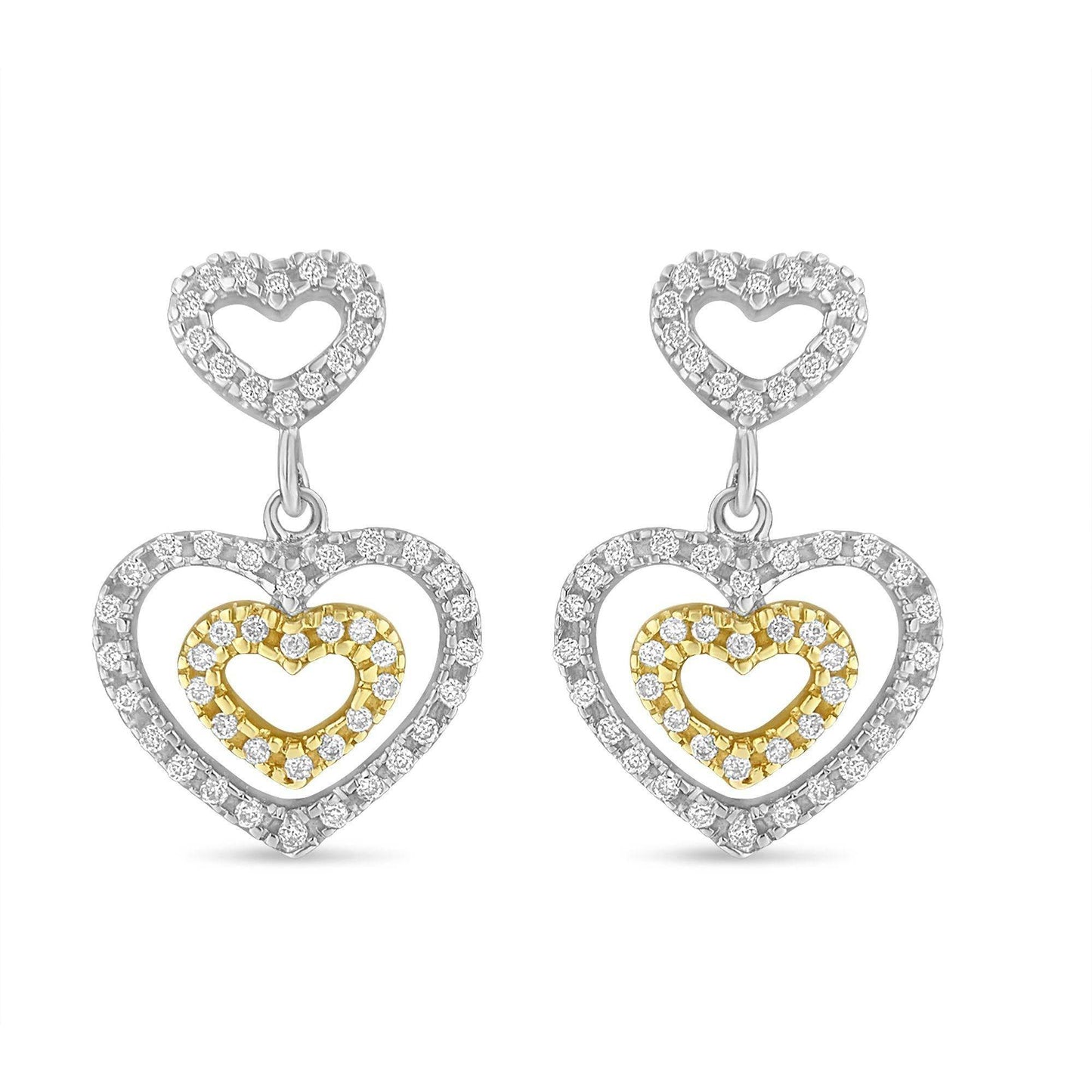 14K Two Toned 1/2 cttw Round Cut Diamond Earrings (H-I, SI1-SI2) - Bijoux-NYC Direct