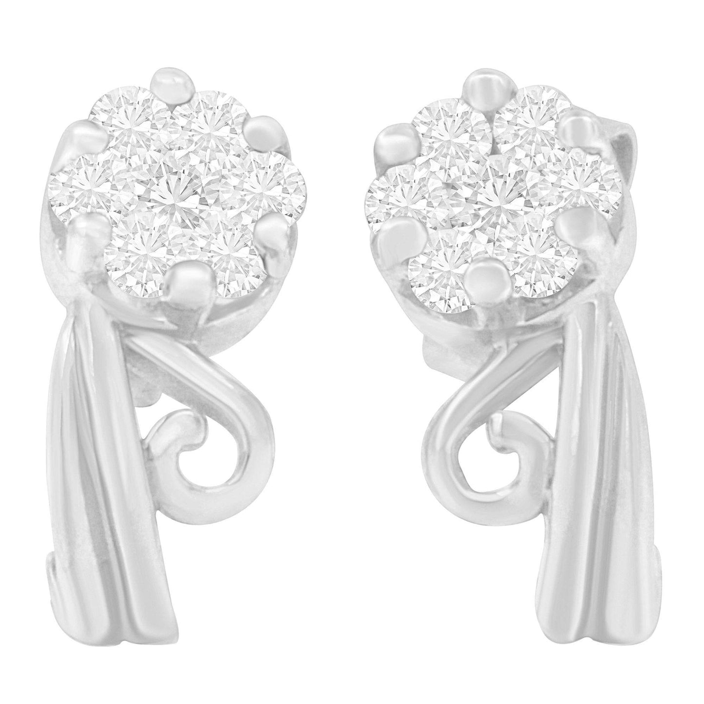 14K White Gold 1/2 cttw Round Cut Diamond Earrings (H-I, I1-I2) - Bijoux-NYC Direct