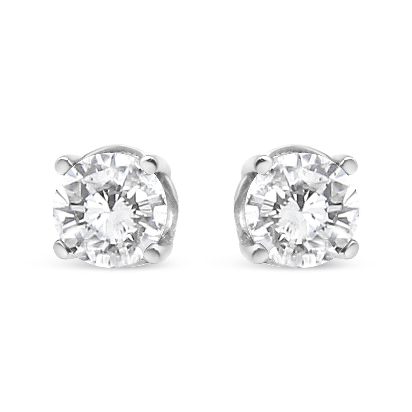14K White Gold 3/4 Cttw Lab Grown Diamond 4-Prong Classic Stud Earrings (F-G Color, VS2-SI1 Clarity) - Bijoux-NYC Direct