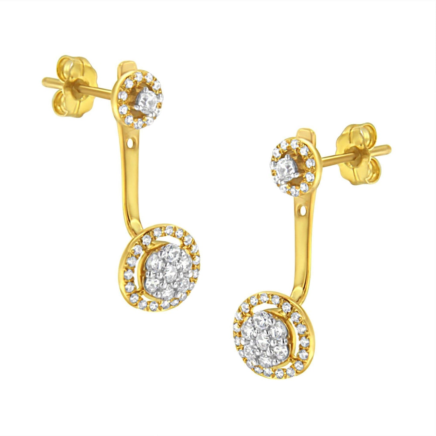 14K Yellow Gold Plated .925 Sterling Silver 5/8 Cttw Diamond Removable Stud and Dangle Earrings (I-J Color, I2-I3) - Bijoux-NYC Direct