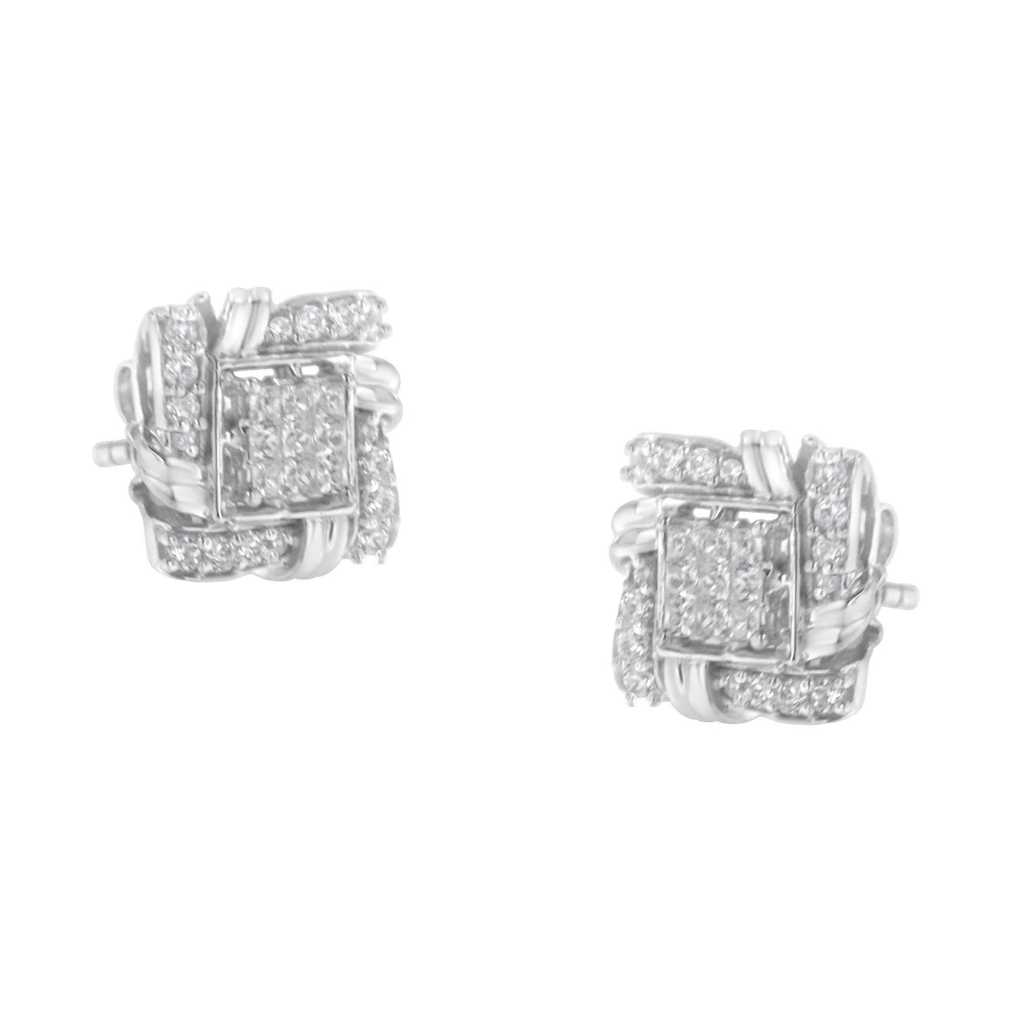 .925 Sterling Silver 1/2 Cttw Round-Cut Diamond Stud Earrings (I-J Color, I1-I2 Clarity) - Bijoux-NYC Direct