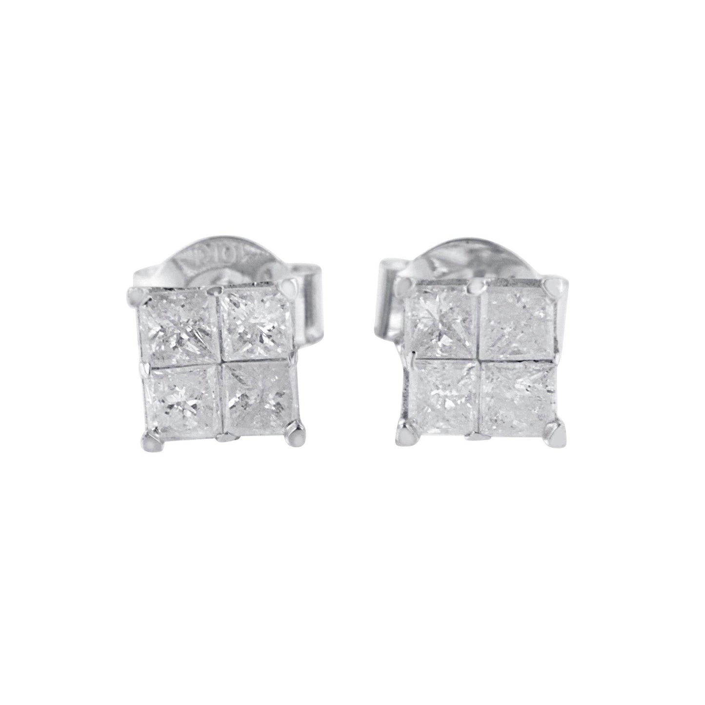 10k White Gold Diamond Stud Earrings (0.60 cttw, I-J Color, I2-I3 Clarity) - Bijoux-NYC Direct