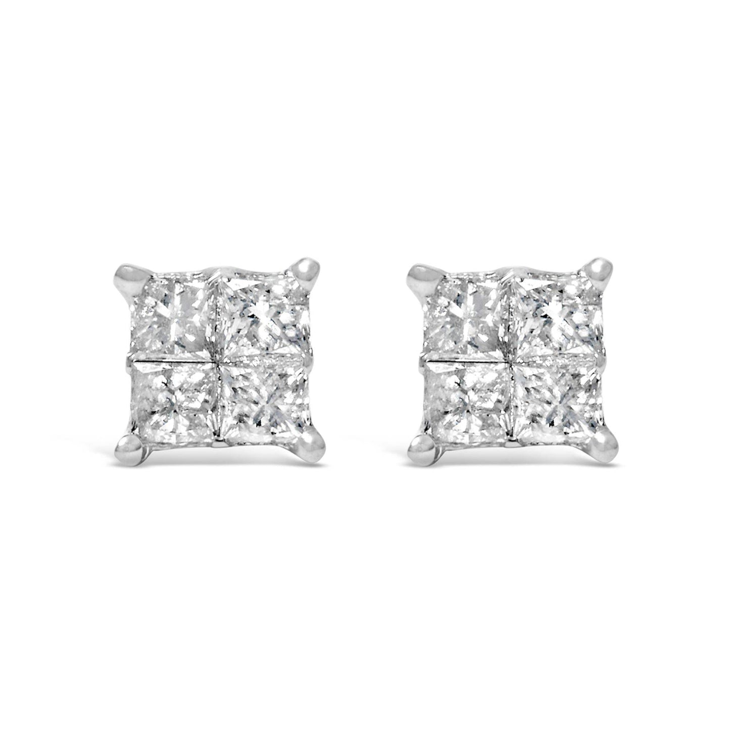 10K White Gold Diamond Stud Earrings (3/4 cttw, H-I Color, SI2-I1 Clarity) - Bijoux-NYC Direct