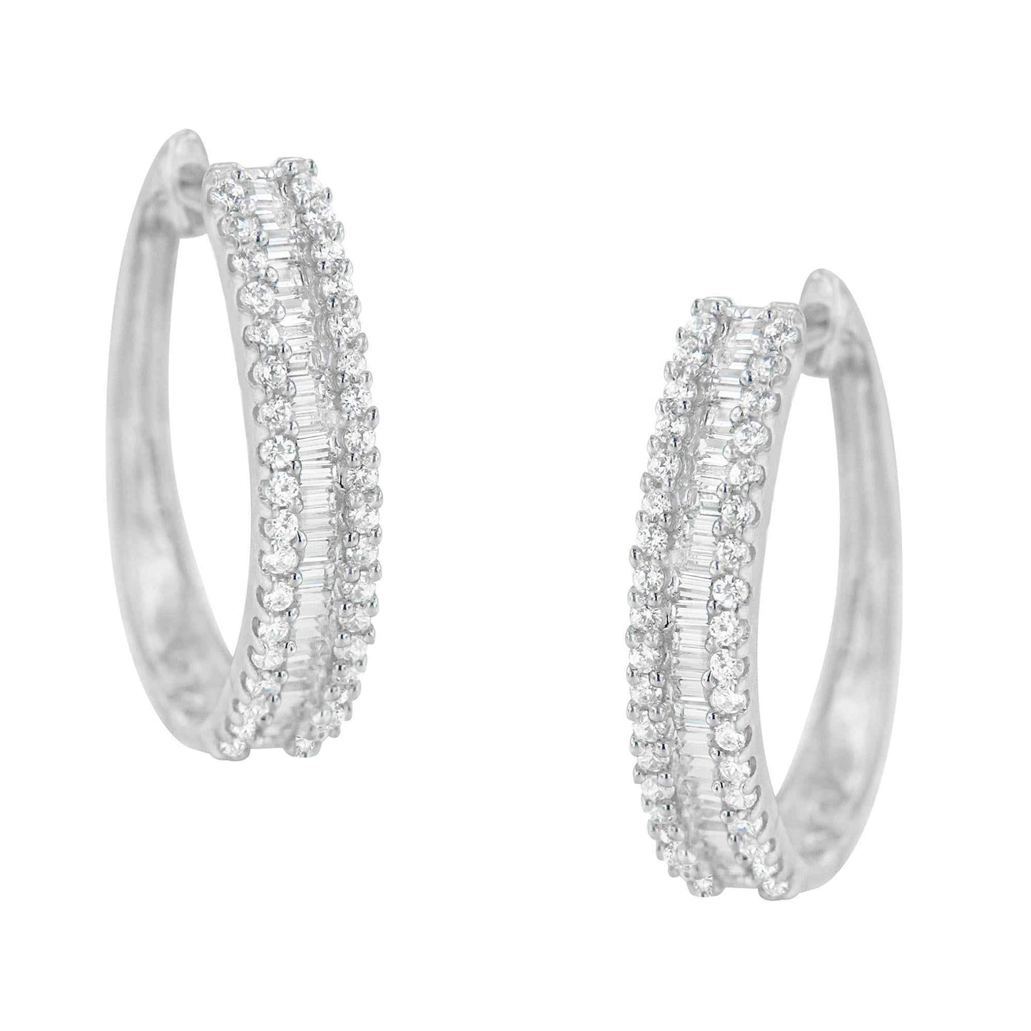 10K White Gold Diamond Hoop Earrings (3/4 cttw, I-J Color, I2-I3 Clarity) - Bijoux-NYC Direct