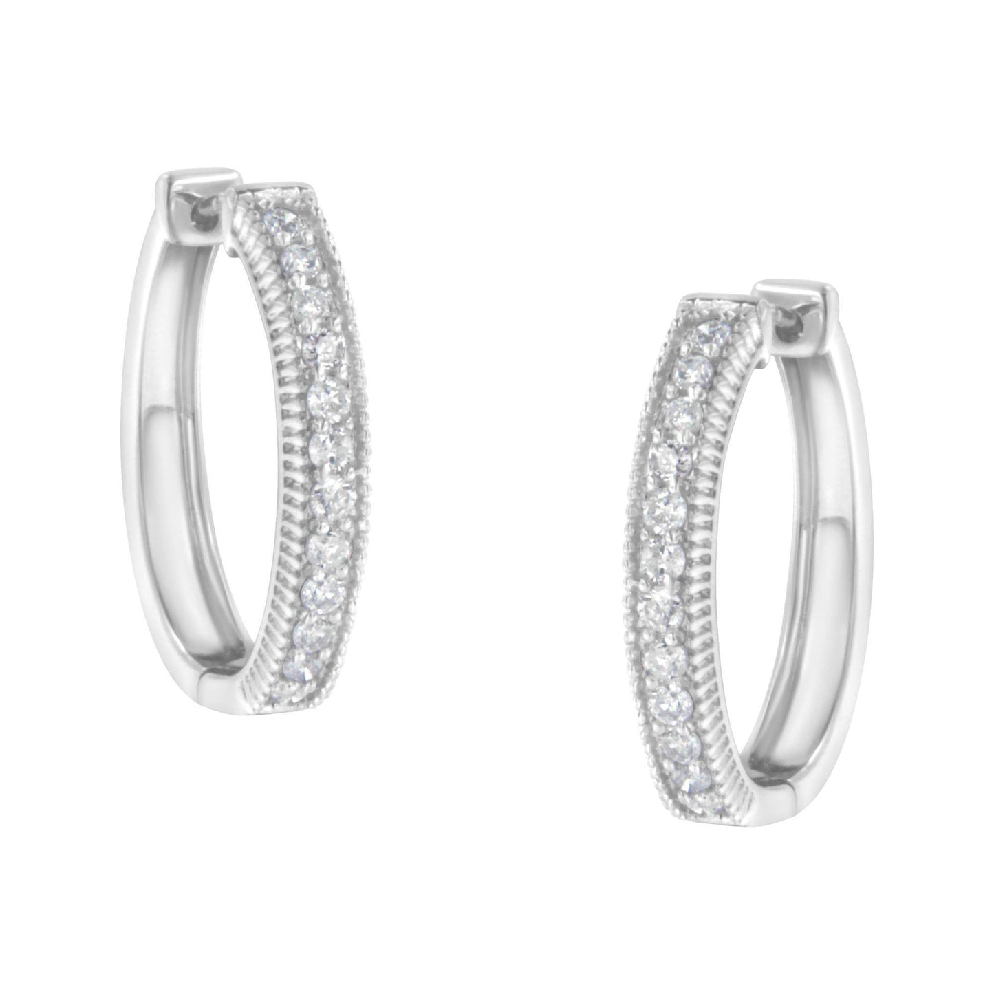 10KT White Gold Diamond Hoop Earring (1.00 cttw, H-I Color, I1-I2 Clarity) - Bijoux-NYC Direct