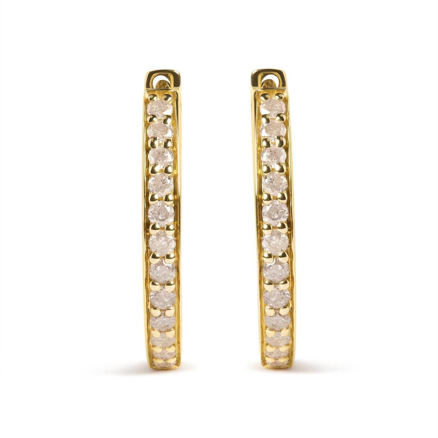 10K Yellow Gold 1/2 Cttw Round-Cut Diamond Hoop Earrings (I-J Color, I2-I3 Clarity) - Bijoux-NYC Direct