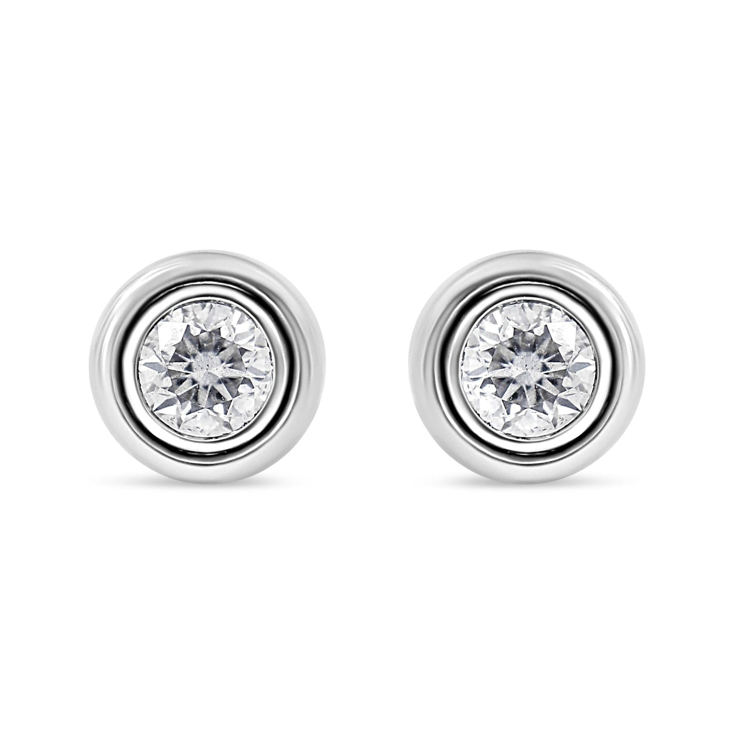 .925 Sterling Silver 1/5 Cttw Lab-Grown Round Brilliant-Cut Diamond Modern Bezel-Set Stud Earring (F-G Color, VS2-SI1 Clarity)