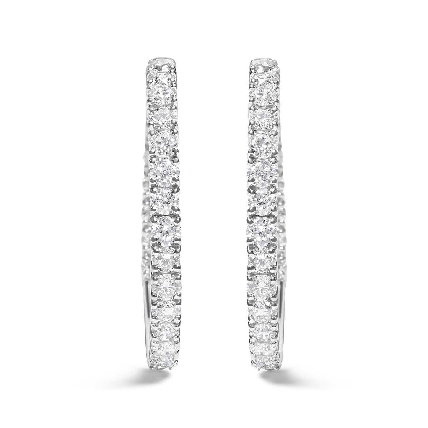 14K White Gold 5.00 Cttw Lab Grown Diamond Inside Out Hoop Earrings (F-G Color, VS1-VS2 Clarity) - Bijoux-NYC Direct