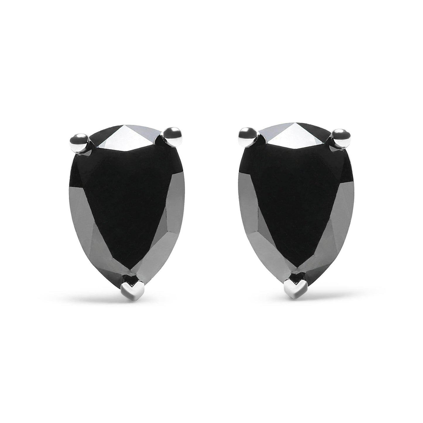 14K White Gold 2.00 Cttw Pear Cut Black Diamond Stud Earrings - Bijoux-NYC Direct