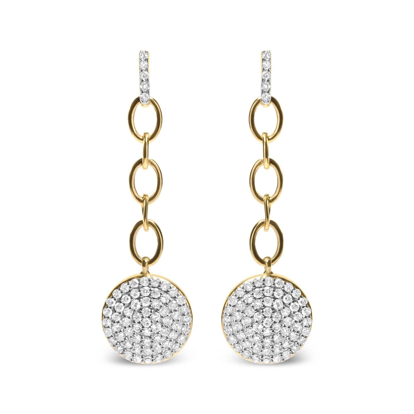 18K Yellow Gold Plated .925 Sterling Silver 1.0 Cttw Diamond Composite Cluster Dangle Chain Earrings (I-J Color, I1-I2 Clarity) - Bijoux-NYC Direct