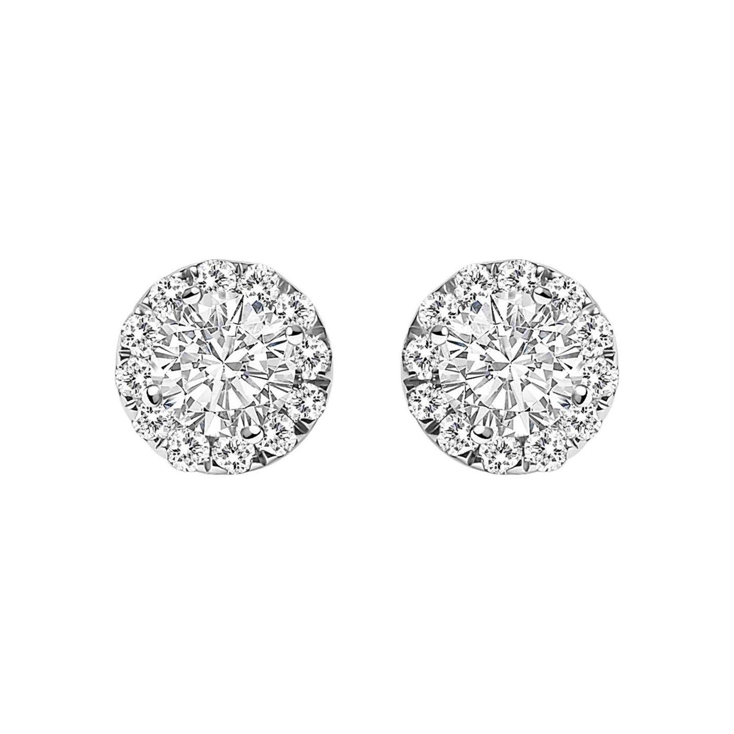 14K White Gold 1/2 Cttw Lab-Grown Diamond Halo Stud Earring (F-G Color, VS1-VS2 Clarity) - Bijoux-NYC Direct