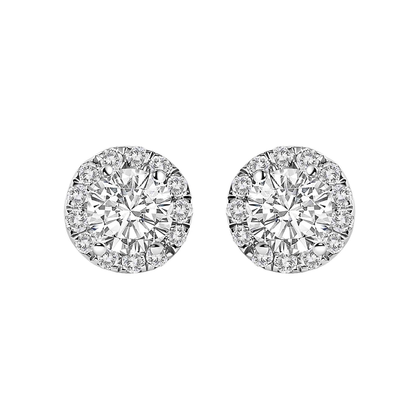 14K White Gold 1.0 Cttw Lab-Grown Diamond Halo Stud Earring (F-G Color, VS1-VS2 Clarity)