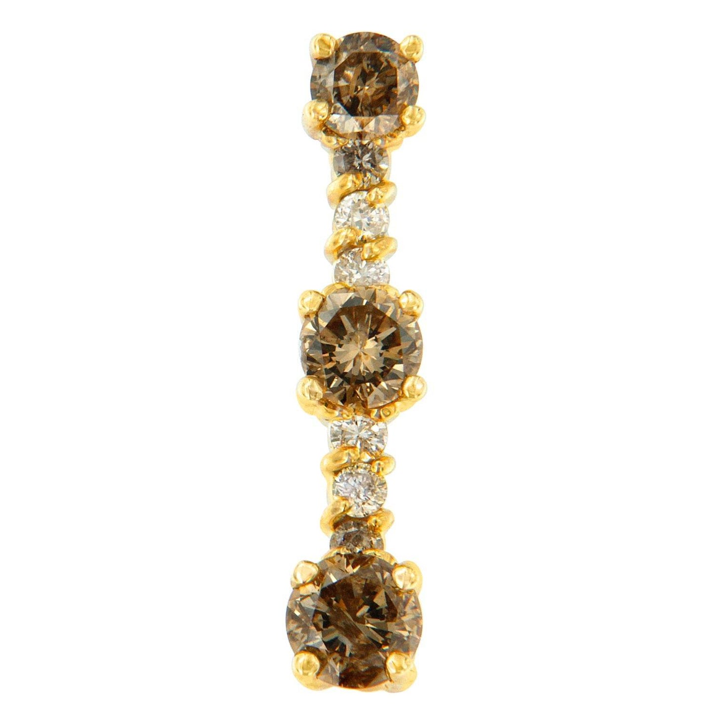 14K Yellow Gold 1 cttw White and Champagne Round Cut Diamond Drop Pendant Necklace (I-J, I1-I2) - Bijoux-NYC Direct