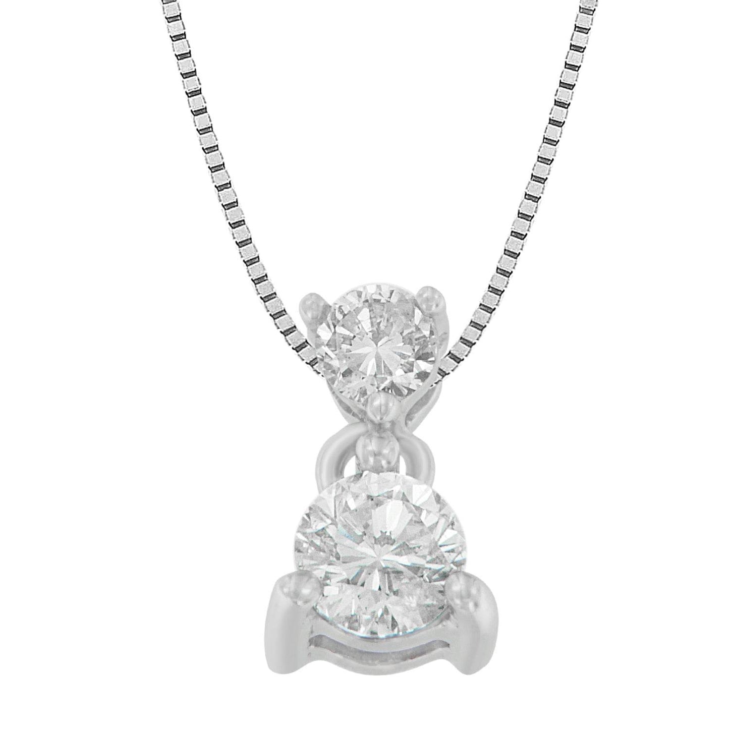 14K White Gold 1/2 cttw Round Cut Diamond Pendant Necklace (I-J, I1-I2) - Bijoux-NYC Direct