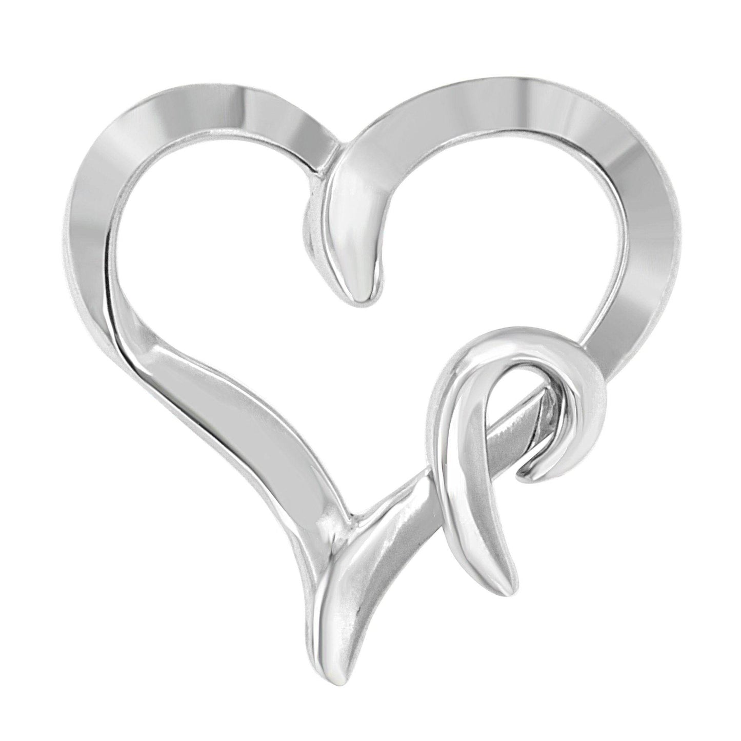 .925 Sterling Silver Heart Shaped Pendant Necklace - Bijoux-NYC Direct