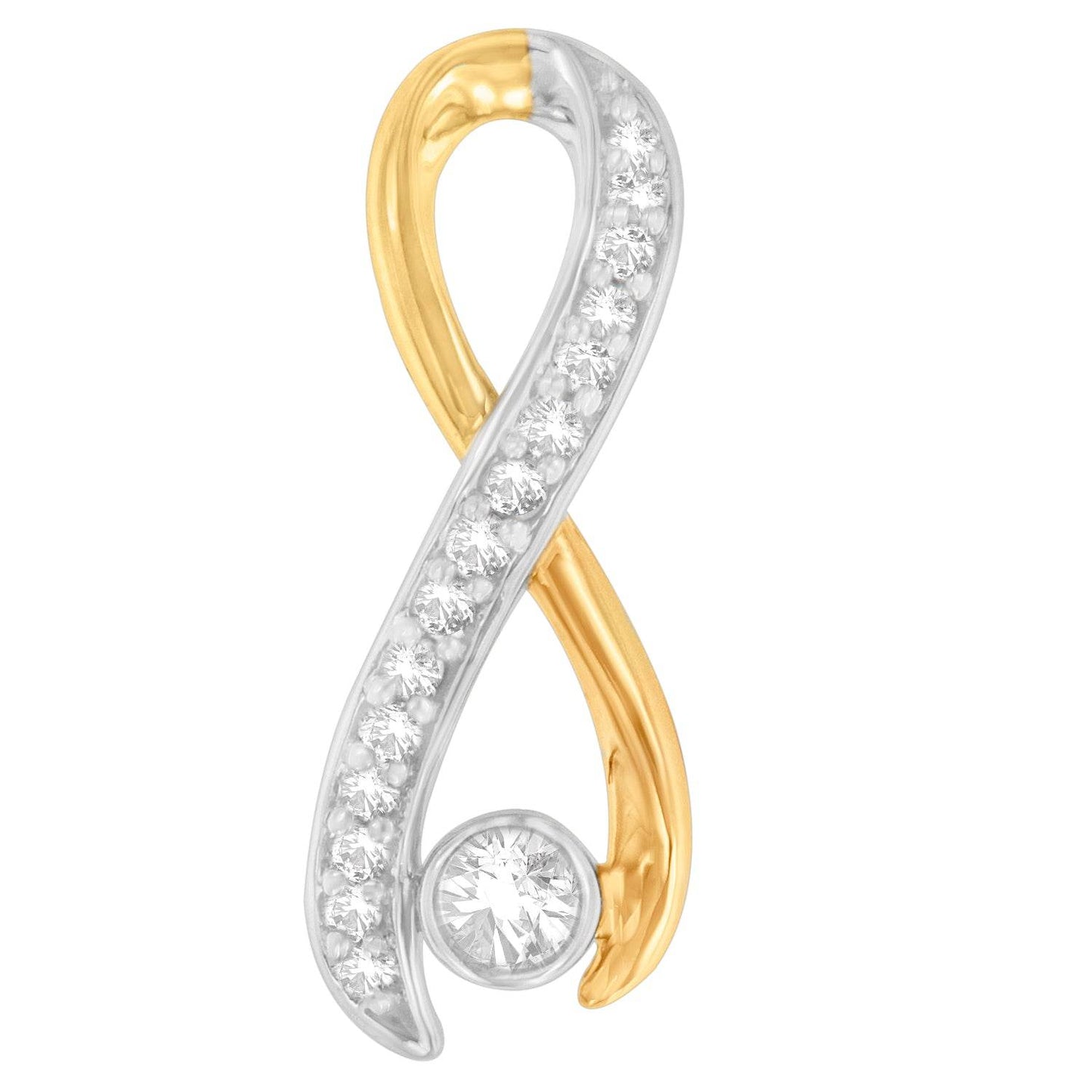 10K Two-Tone Gold 1/5 cttw Diamond Radiant Ribbon Pendant Necklace (H-I, I1-I2) - Bijoux-NYC Direct