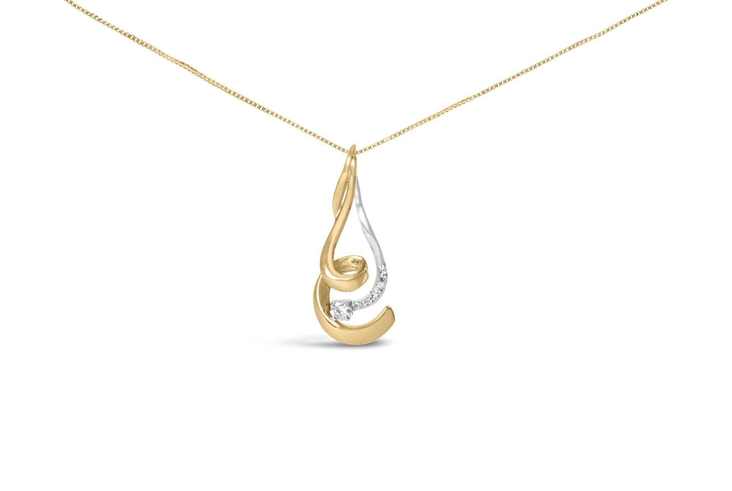Espira 10K Two-Tone Gold 1/10 cttw Round Cut Diamond Swirl Pendant Necklace (I-J, I2-I3) - Bijoux-NYC Direct