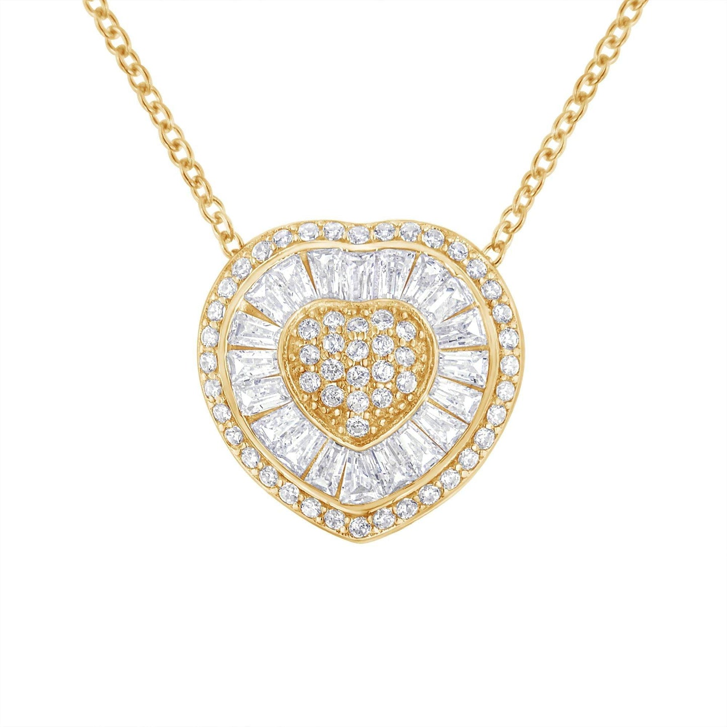 10KT Yellow Gold Diamond Heart Pendant Necklace (1/2 cttw, H-I Color, I1-I2 Clarity) - Bijoux-NYC Direct