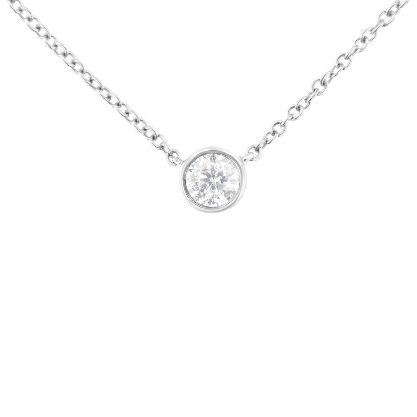 10K Gold 0.25 Carat Diamond Classic Bezel-Set Solitaire Pendant Necklace with 16"-18" Adjustable Chain (H-I Color, SI2-I1 Clarity) - Bijoux-NYC Direct