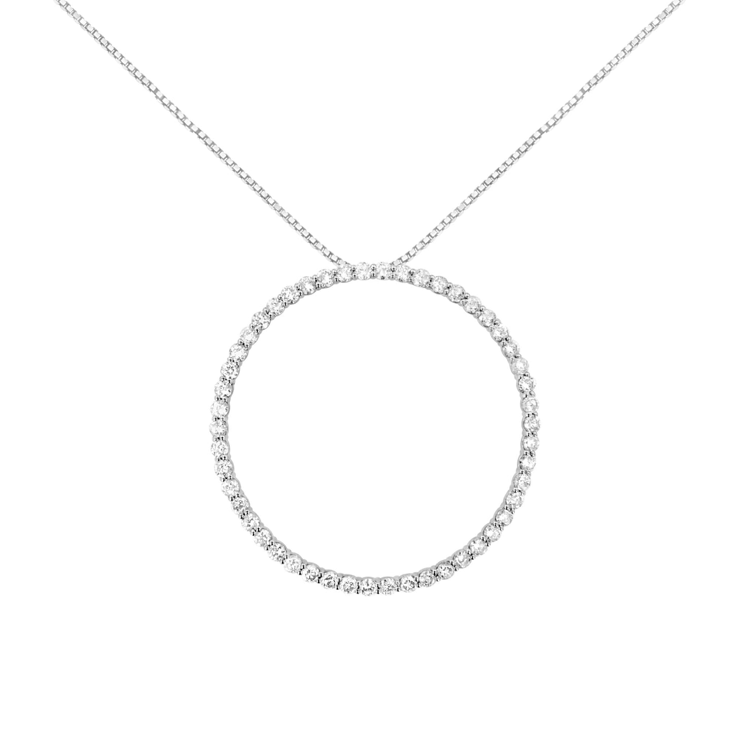 .925 Sterling Silver 4 cttw Prong Set, Round-Cut Diamond Open Circle Hoop 18" Pendant Necklace (J-K Color, I1-I2 Clarity) - Bijoux-NYC Direct