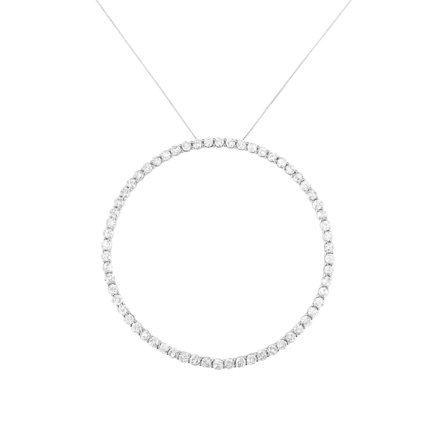 .925 Sterling Silver 5.0 Cttw Prong Set Round-cut Diamond Open Circle Hoop 18" Pendant Necklace (I-J Color, I2-I3 Clarity) - Bijoux-NYC Direct