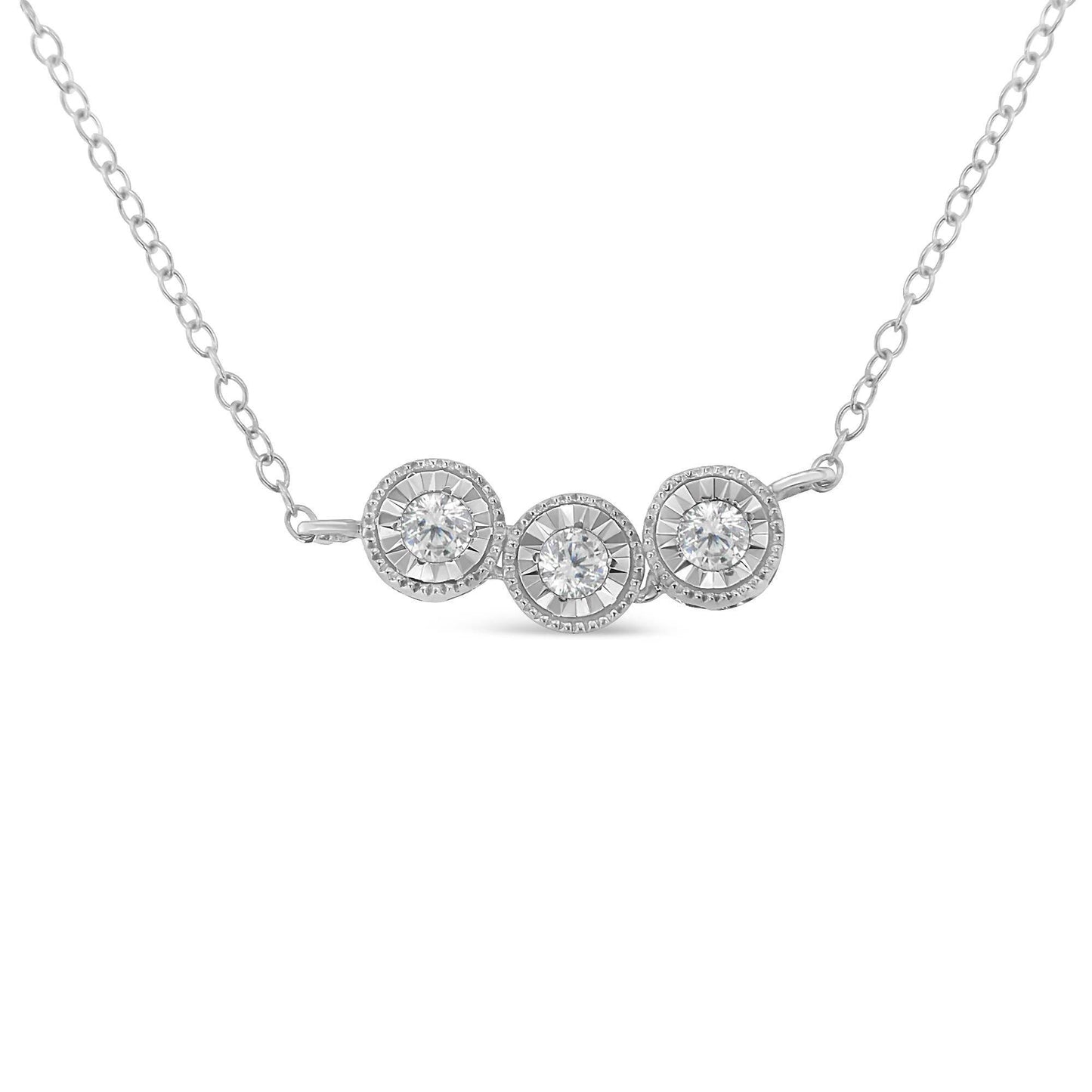 Sterling Silver Round Diamond Pendant Necklace (1/4 cttw, H-I Color, I2-I3 Clarity) - Bijoux-NYC Direct