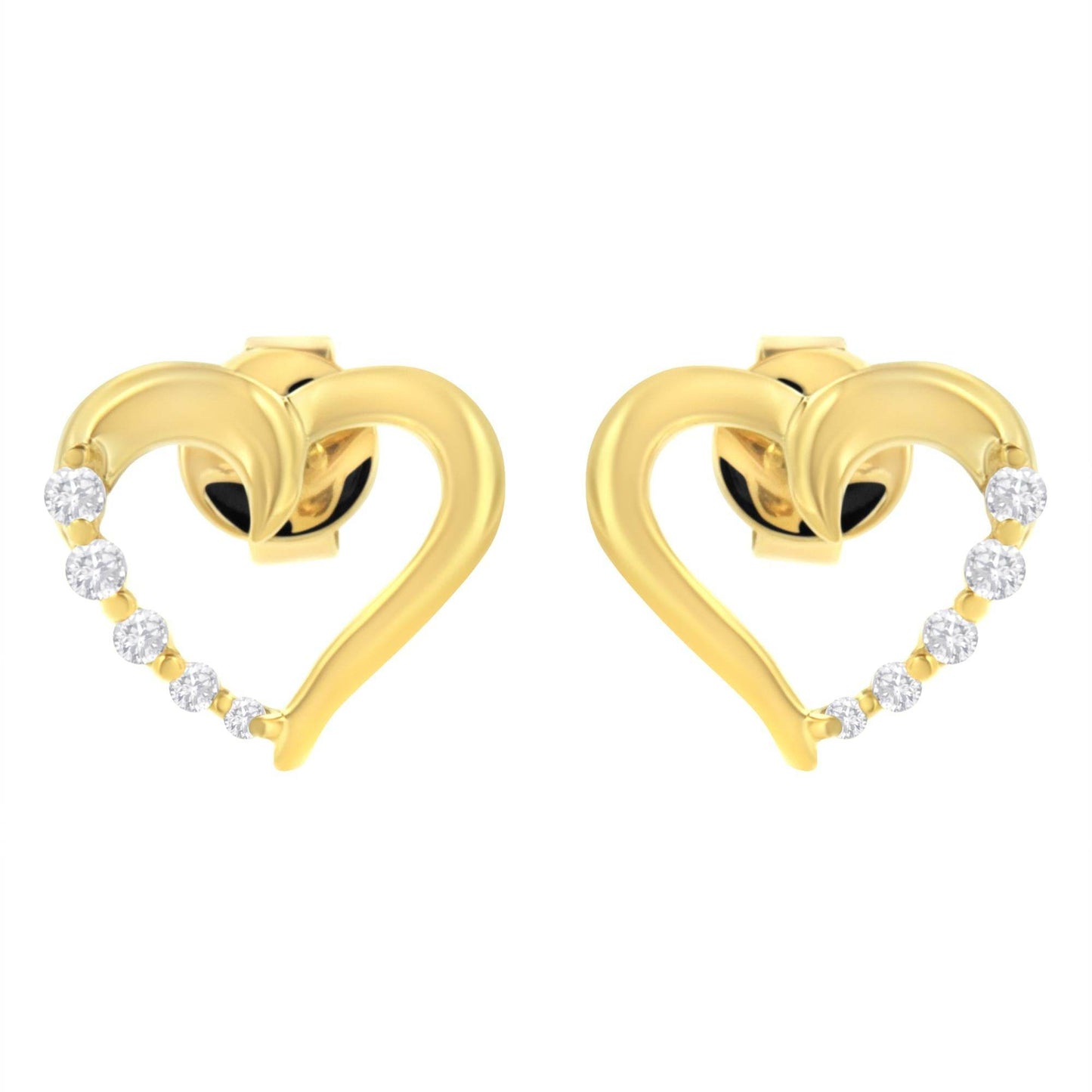 14KT Yellow Gold 1/8 cttw Diamond Journey Heart Earrings (K-L, I1-I2) - Bijoux-NYC Direct