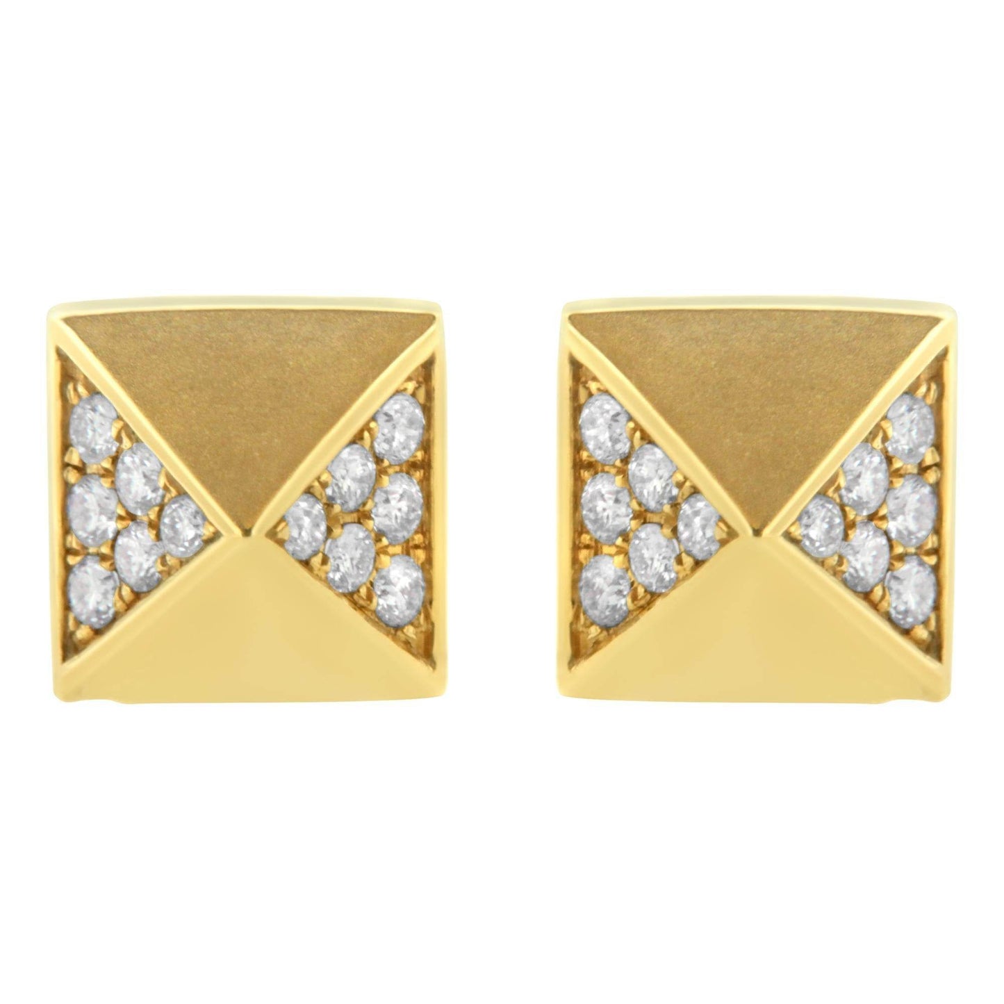 14K Yellow Gold 1/4 Cttw Diamond Pyramid Stud Earring (G-H Color, SI1-SI2 Clarity) - Bijoux-NYC Direct