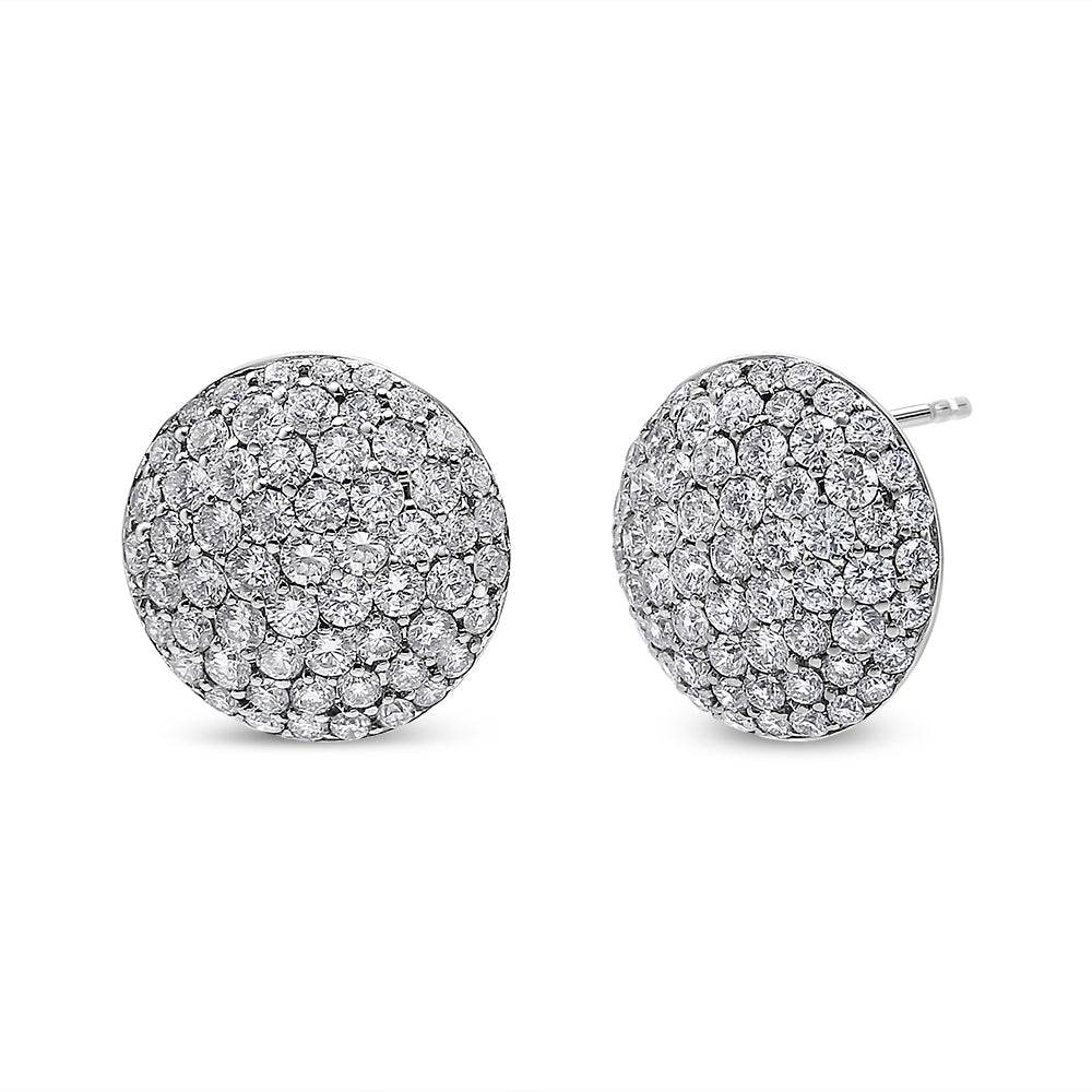 18K White Gold 3 1/2 Cttw Shared Prong Set Diamond Cluster Composite Disc Stud Earrings (F-G Color, VS1-VS2 Clarity) - Bijoux-NYC Direct