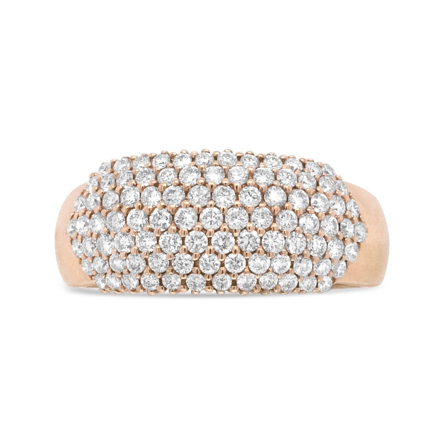 18K Rose Gold 1.00 Cttw Diamond Multi Row Dome Band Ring (F-G Color, VS1-VS2 Clarity) - Bijoux-NYC Direct