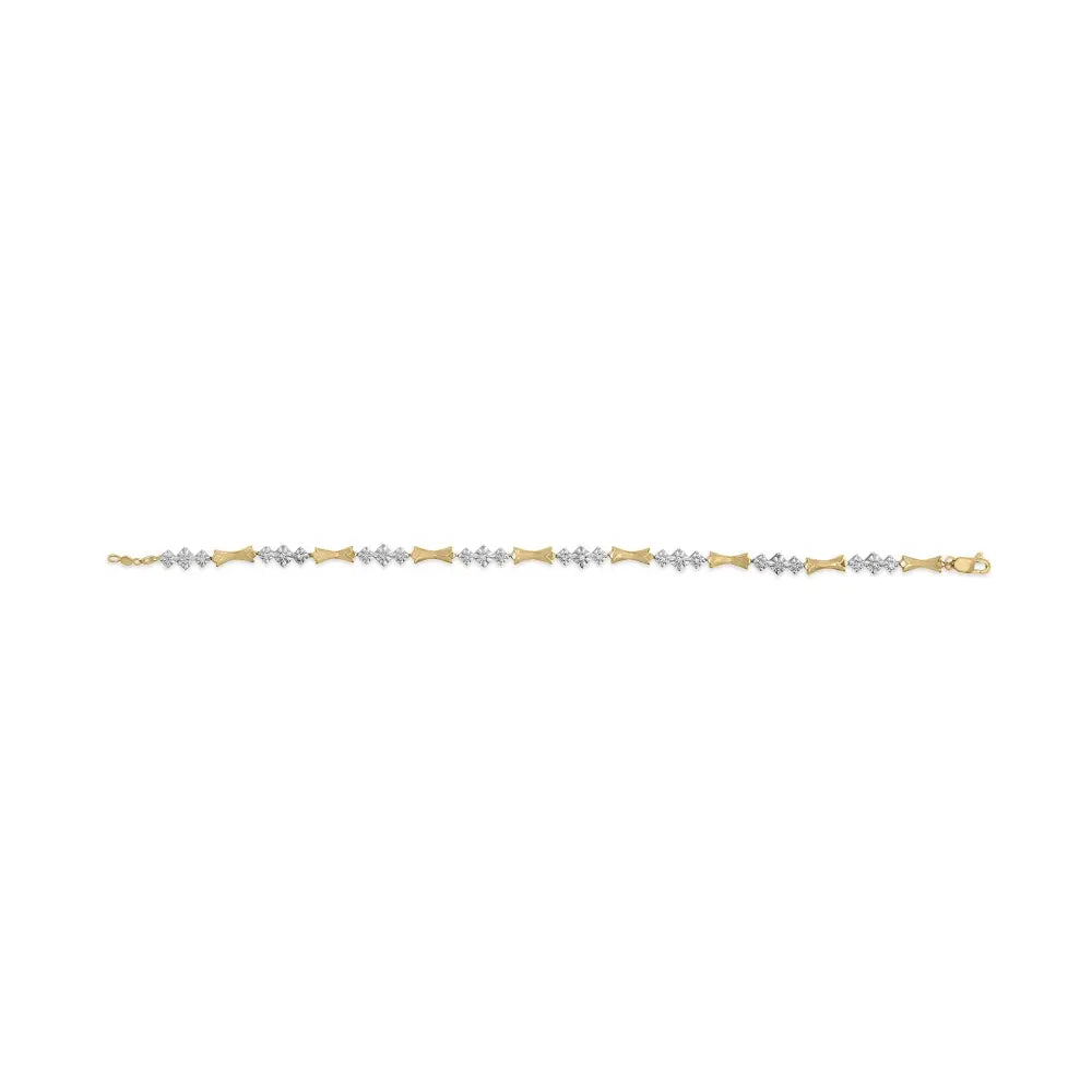 10k gold 1/3 cttw diamond miracle set alternating bar and link bracelet (i j color i1 i2 clarity) 7.75’’ inches